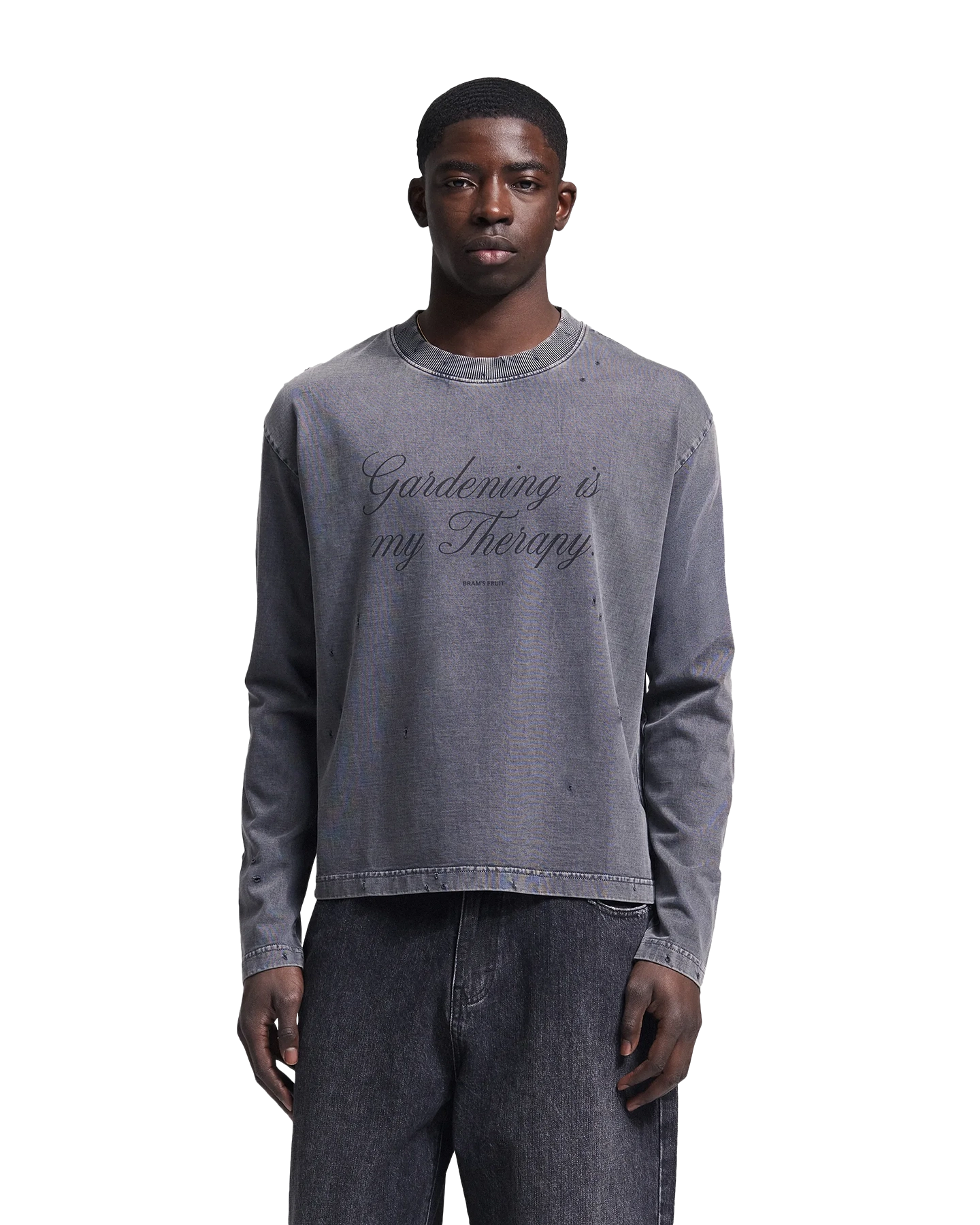 Brams Fruit Distresssed Quote Longsleeve ZWART 3