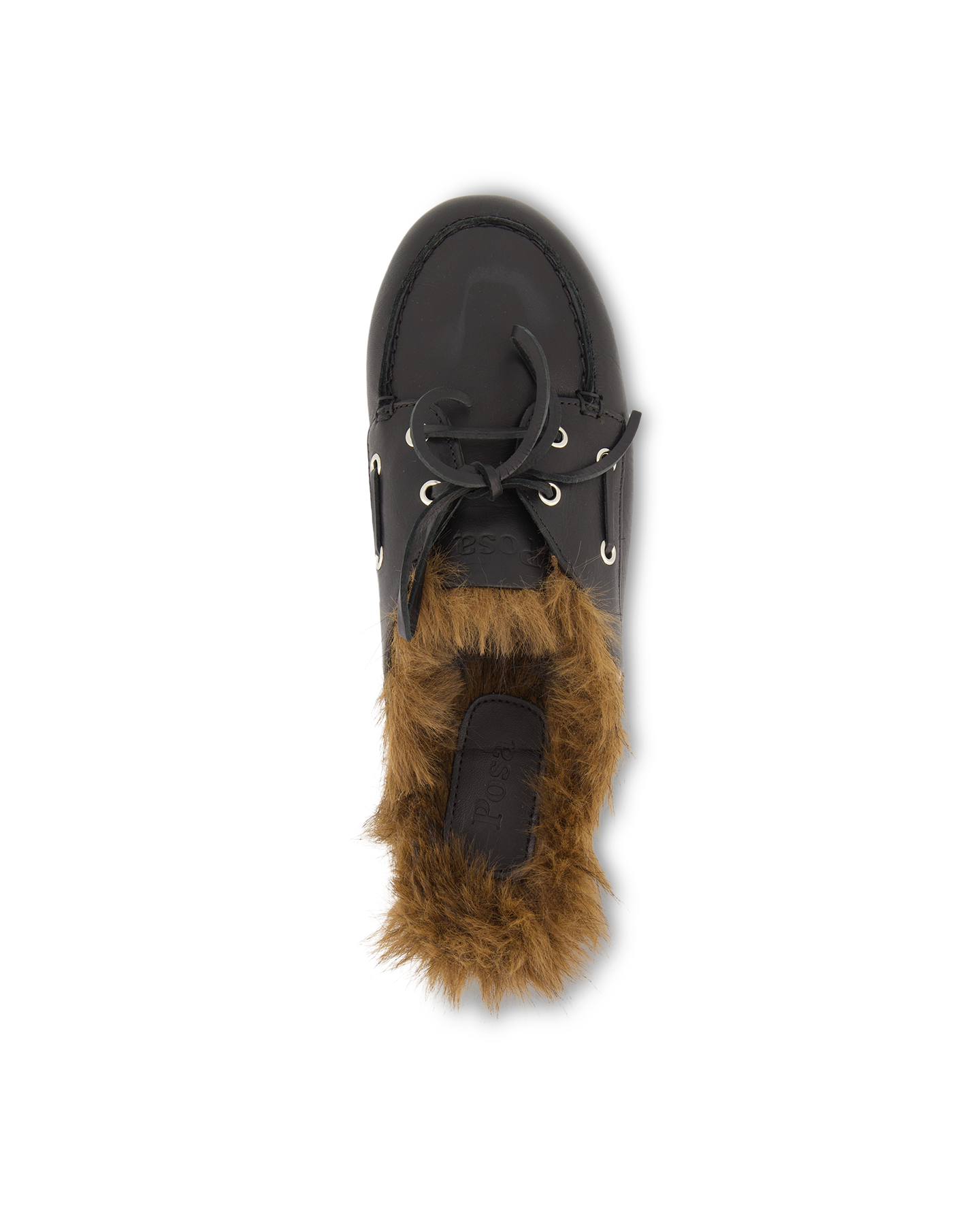 Posa Boat Loafer Mule Hairy Fur - Soft leather ZWART 5
