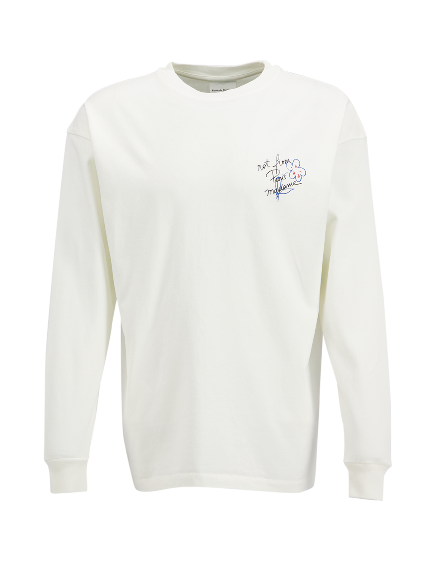 Drole de Monsieur Esquisse Slogan Long Sleeve T-shirt WIT 2