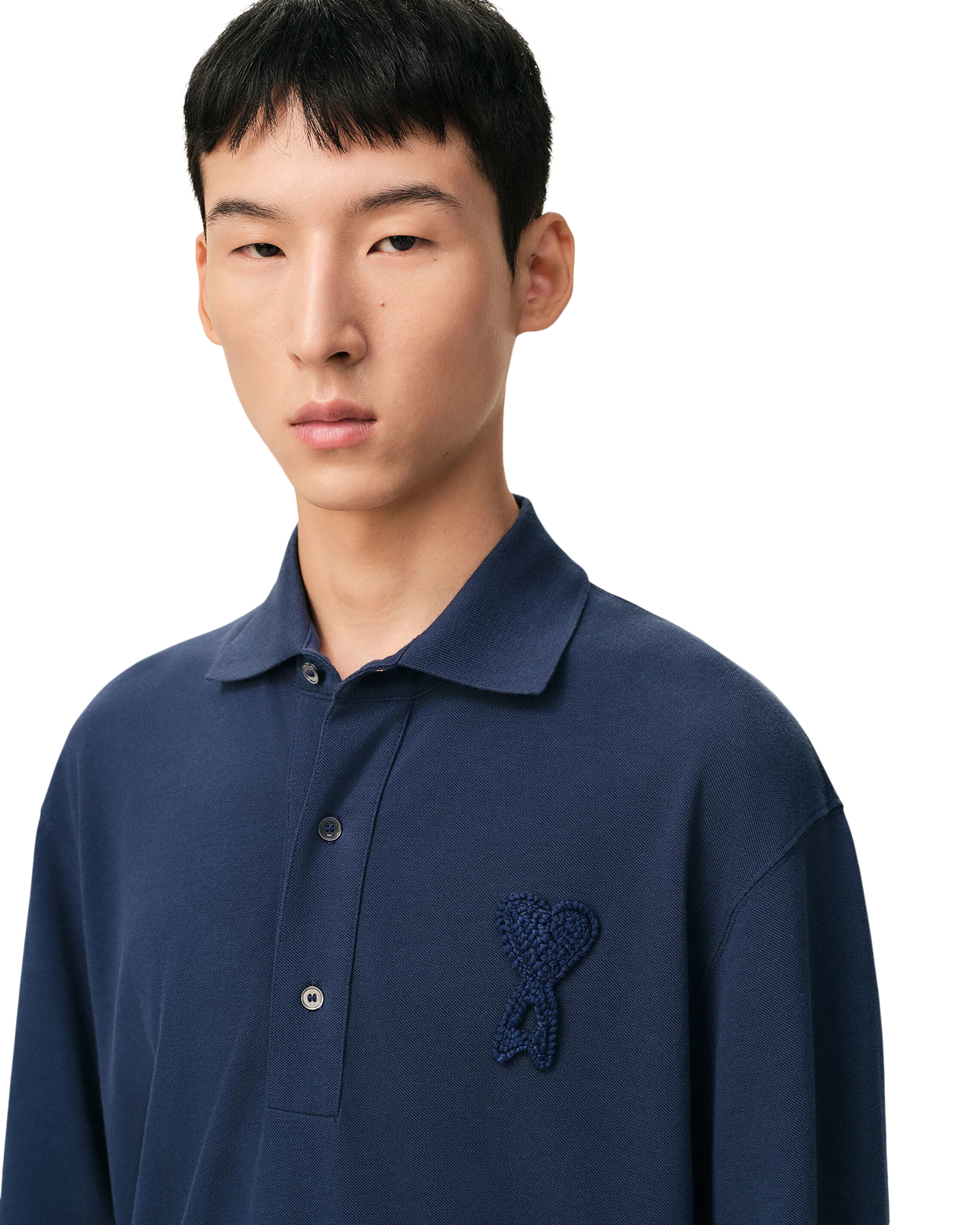 AMI Paris Polo Boxy Fit Avec Patch Crochet Ami De Coeur BLAUW 5
