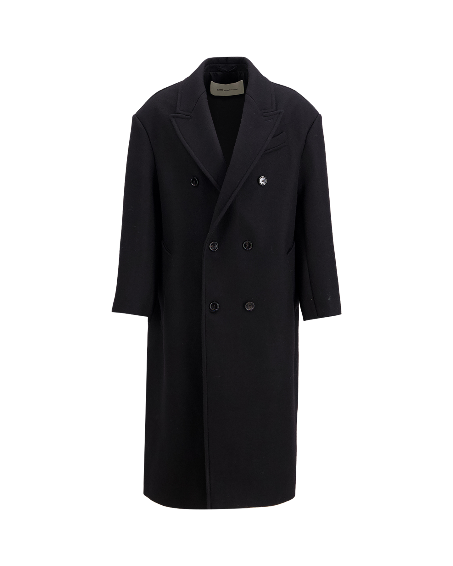 AMI Paris Double Breasted Long Cozy Coat ZWART 1