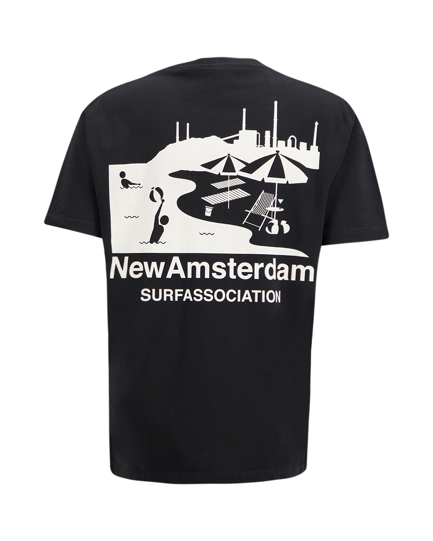 New Amsterdam Surf Association Beach Sign Tee ZWART 1