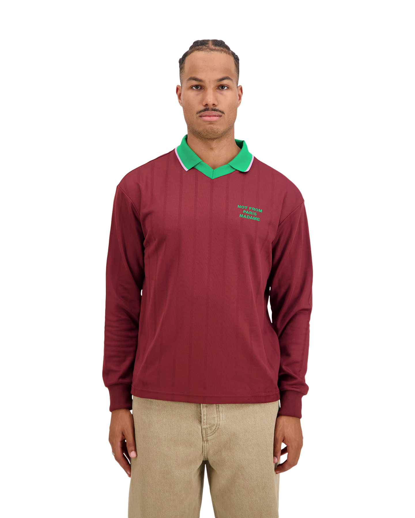 Drole de Monsieur Slogan Longsleeve Polo ROOD 3
