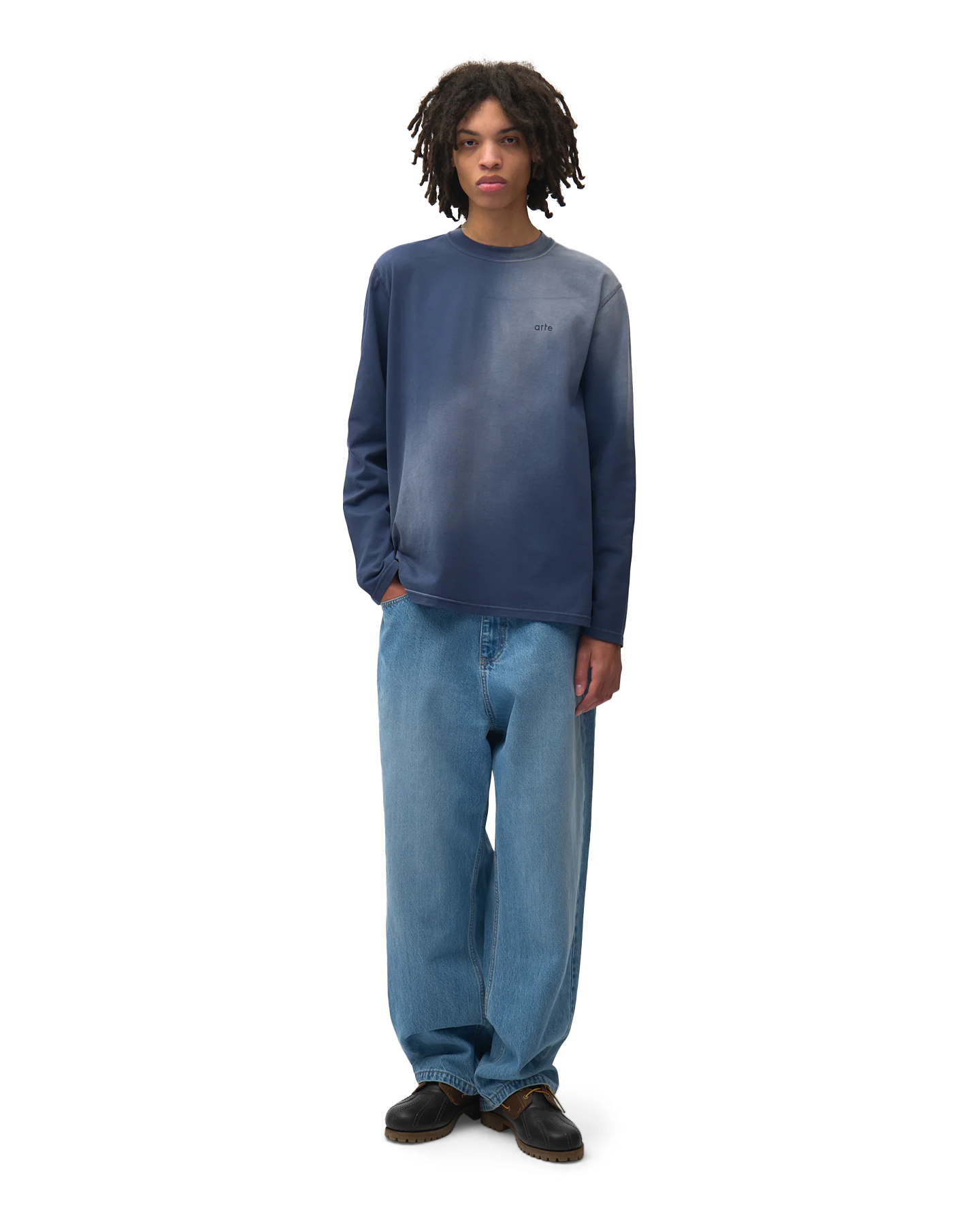 Arte Antwerp Stencil Sunfade Longsleeve DONKERBLAUW 4