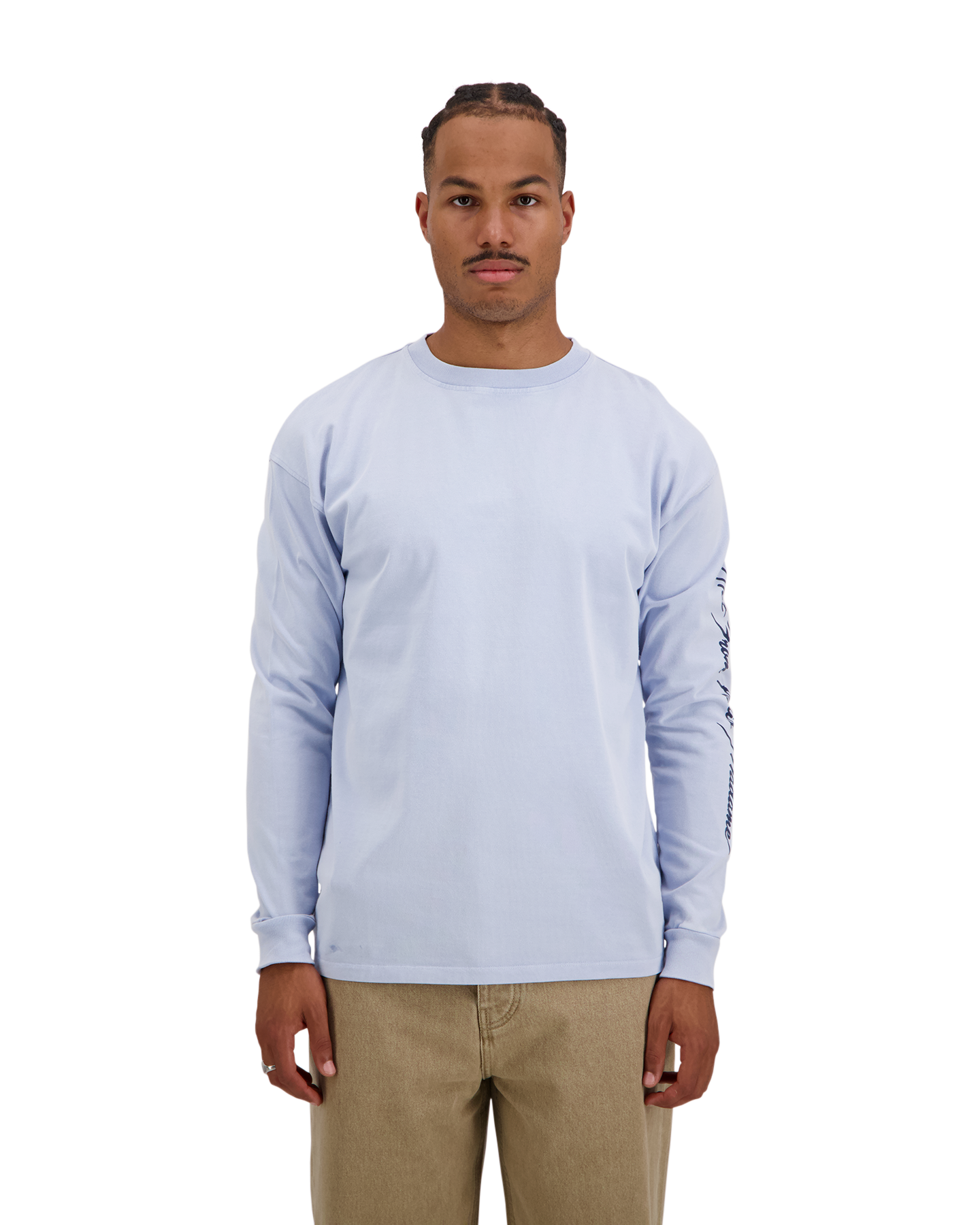 Drole de Monsieur Slogan Longsleeve T-Shirt LICHTBLAUW 4