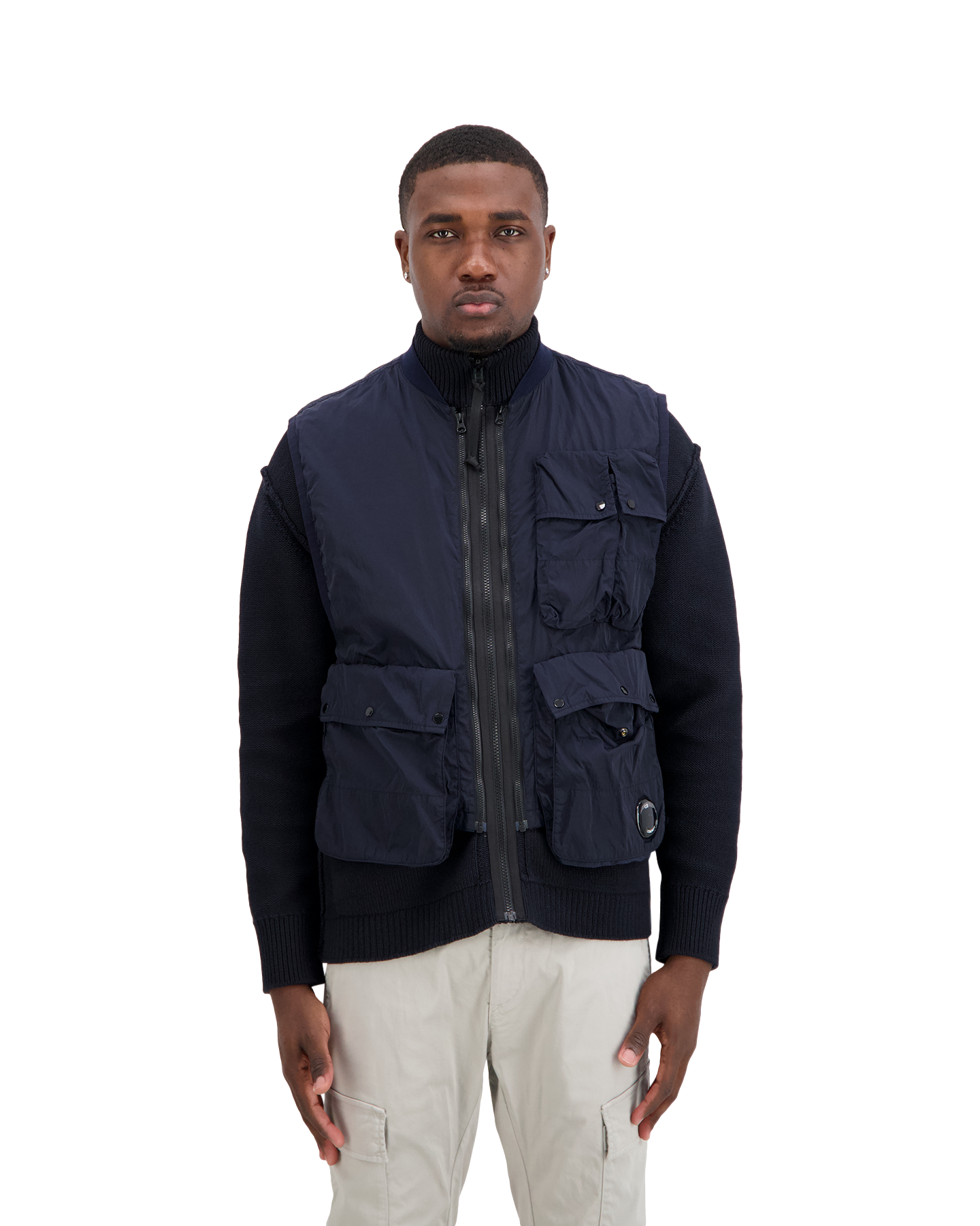 C.P. Company Gebreid Vest Met Rits Van Katoenmix DONKERBLAUW 8