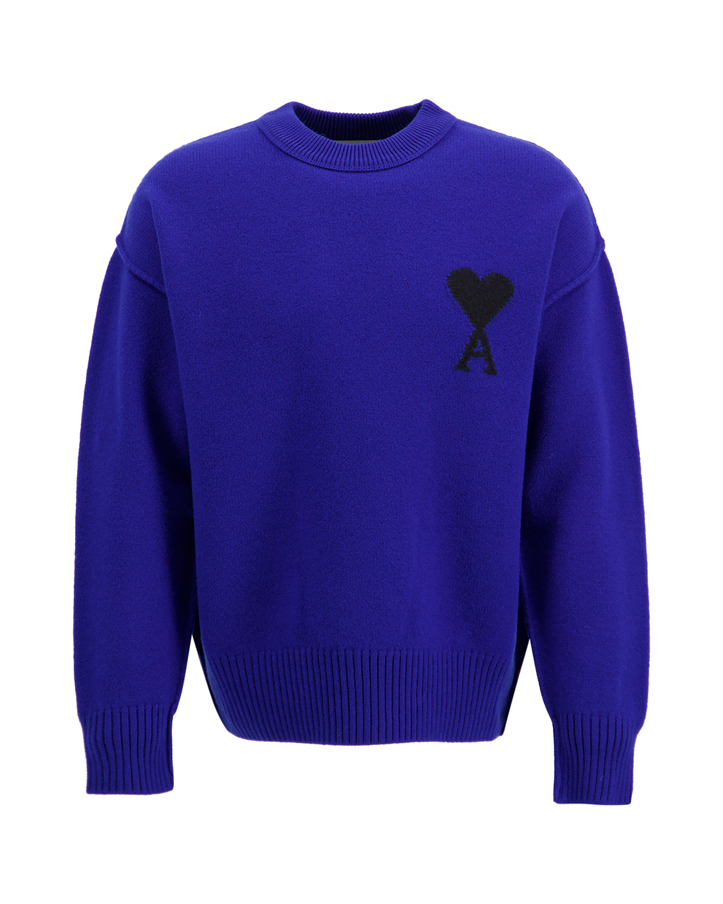 AMI Paris Crewneck Sweater With Contrasted Ami De Coeur DONKERBLAUW 1