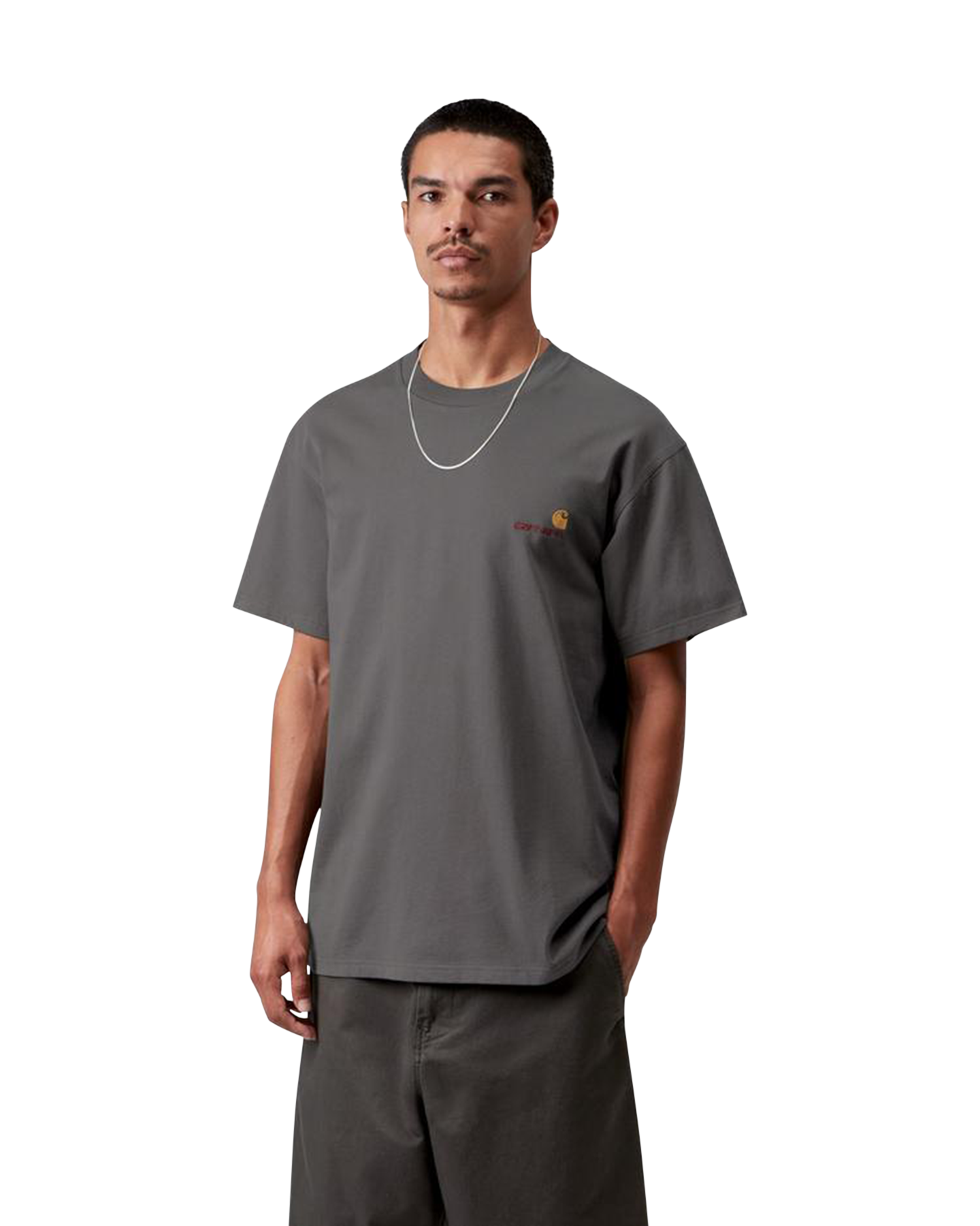 Carhartt S/S American Script T Shirt ANTHRACIET 3