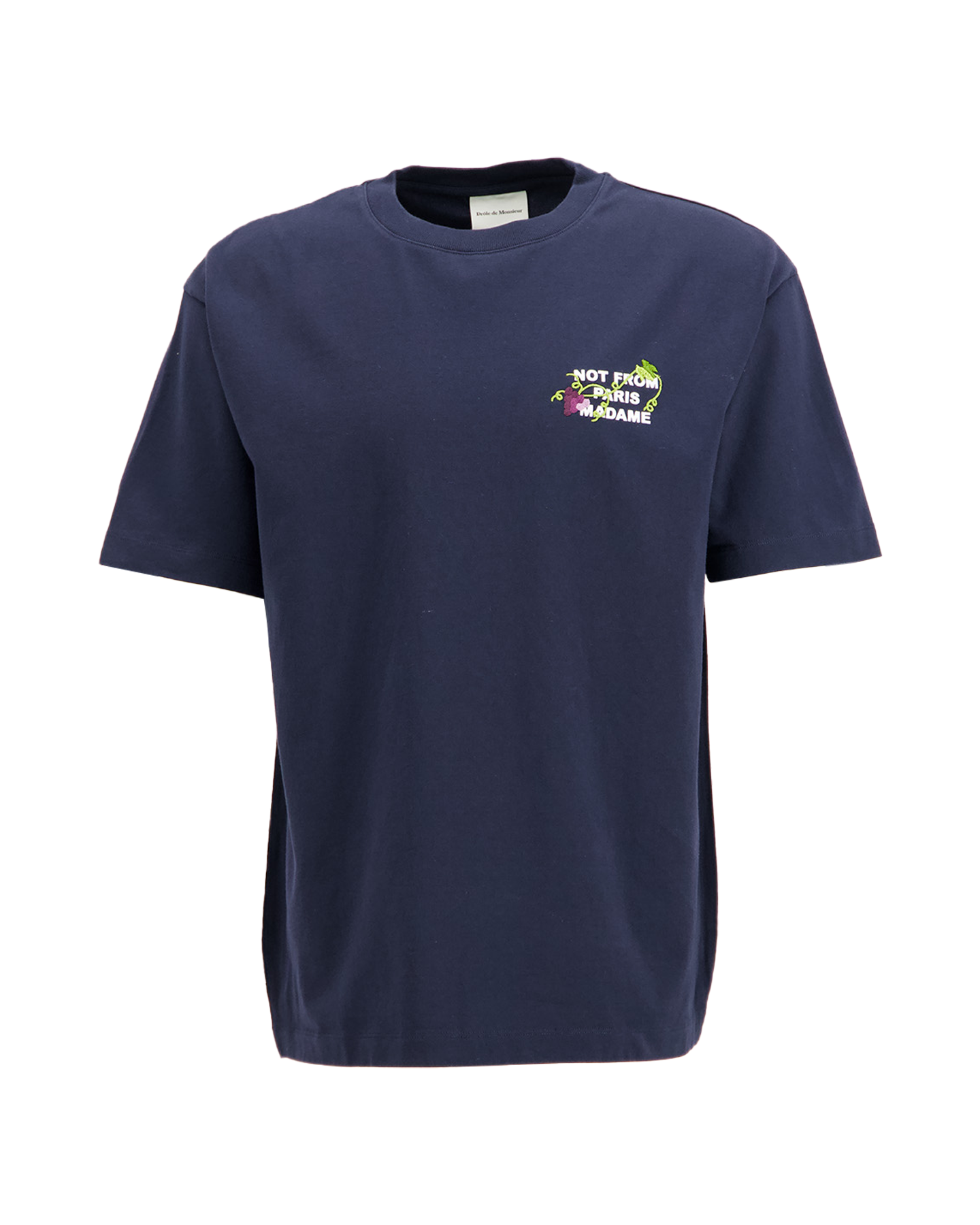 Drole de Monsieur Vine Embroidered Slogan T-shirt DONKERBLAUW 2