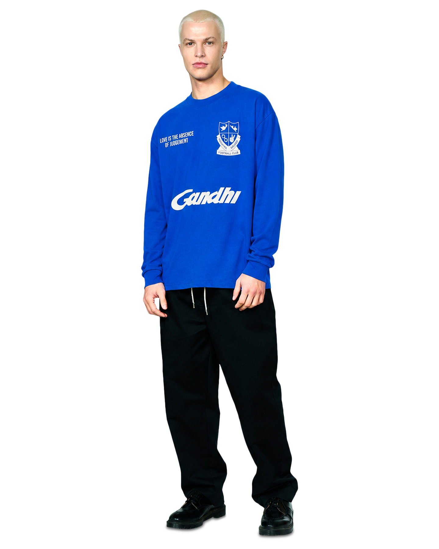 Hopeium Gandhi Tee L/S BLAUW 4