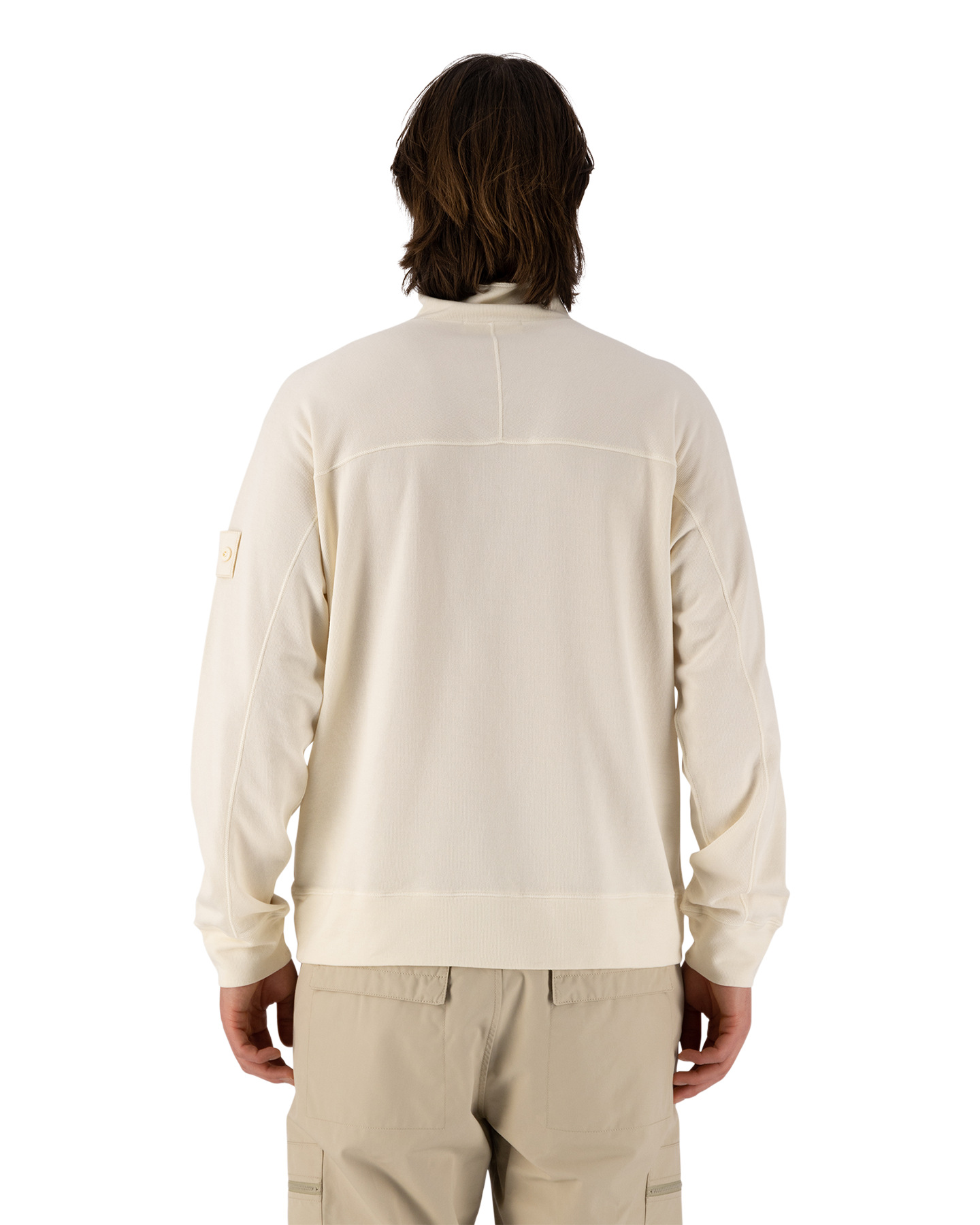 Stone Island 655F3 Ghost Piece - Light Organic Cotton Fleece Halfzip Sweatshirt OFFWHITE 5