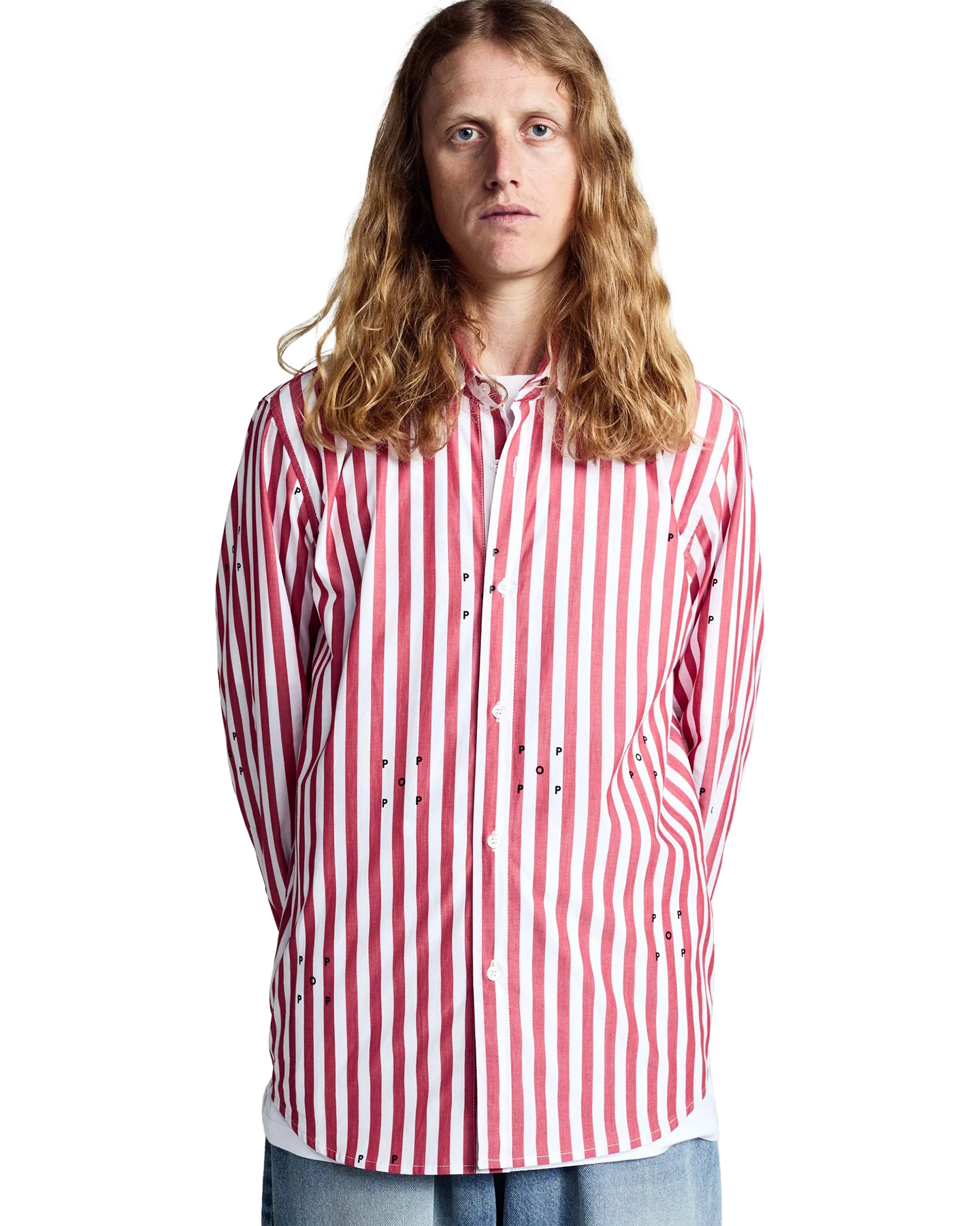 POP Trading Company Logos Stripe Shirt ROOD 3