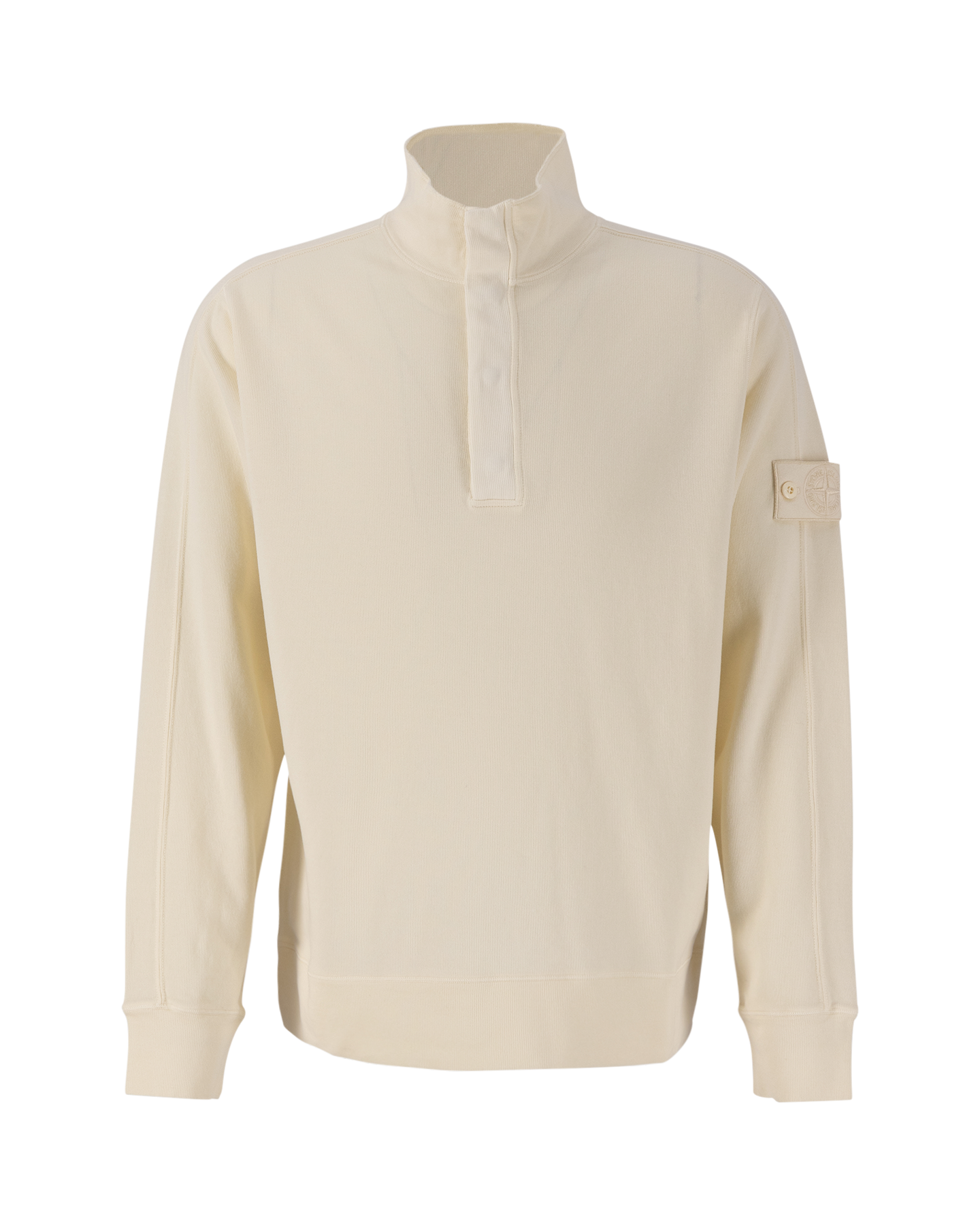 Stone Island 655F3 Ghost Piece - Light Organic Cotton Fleece Halfzip Sweatshirt OFFWHITE 1
