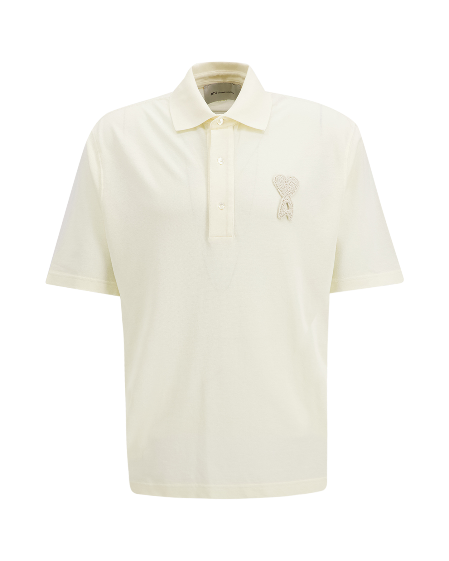 AMI Paris Polo Boxy Fit Avec Patch Crochet Ami De Coeur CREME 1
