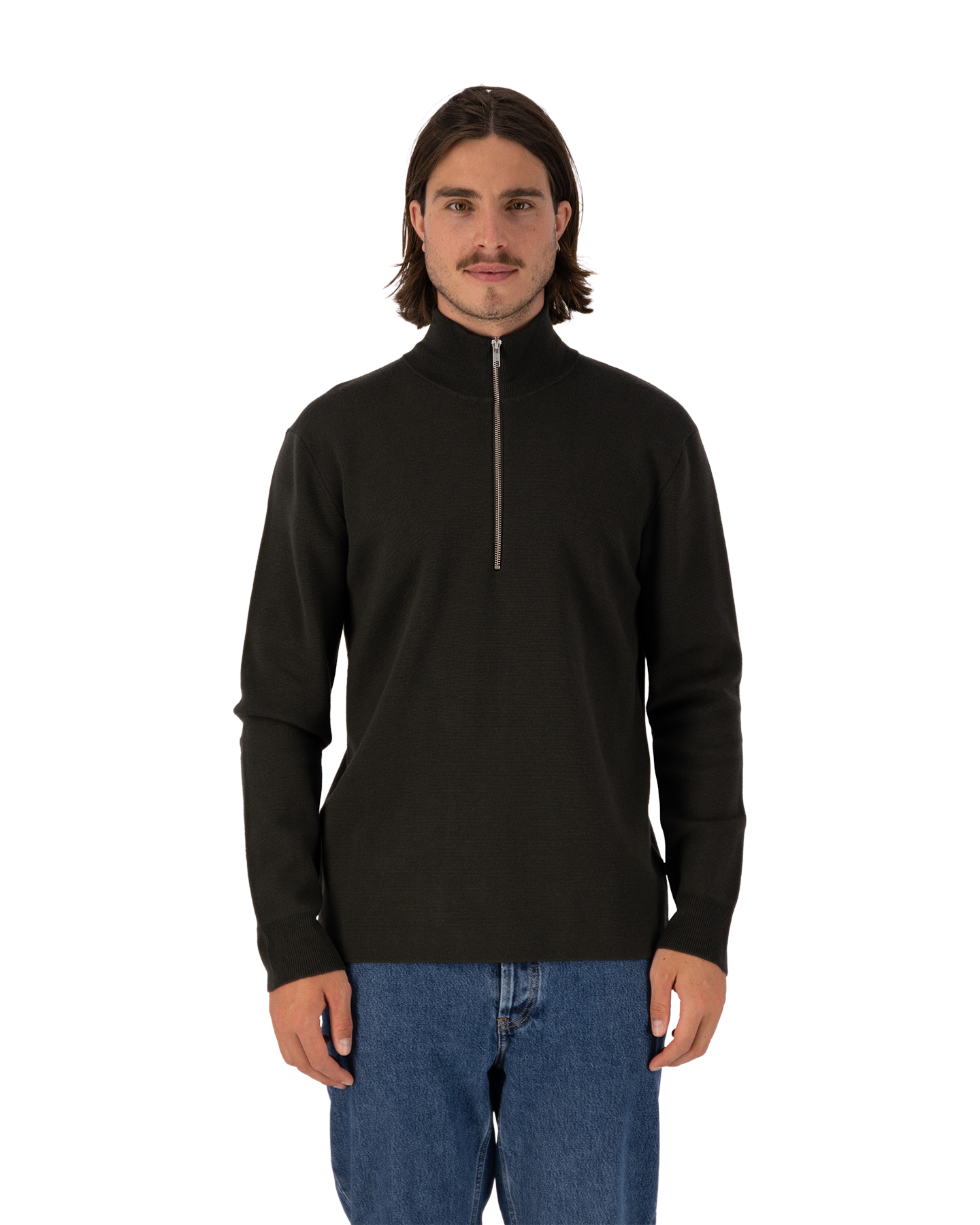 NN07 Harald Half Zip 6530 DONKERGROEN 4