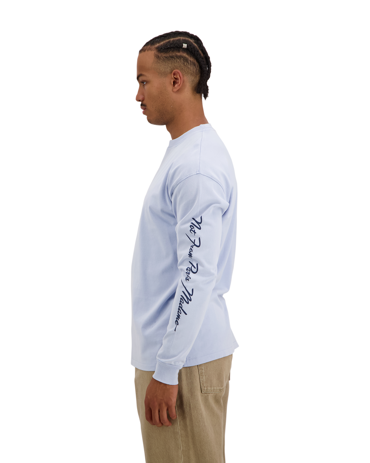 Drole de Monsieur Slogan Longsleeve T-Shirt LICHTBLAUW 3