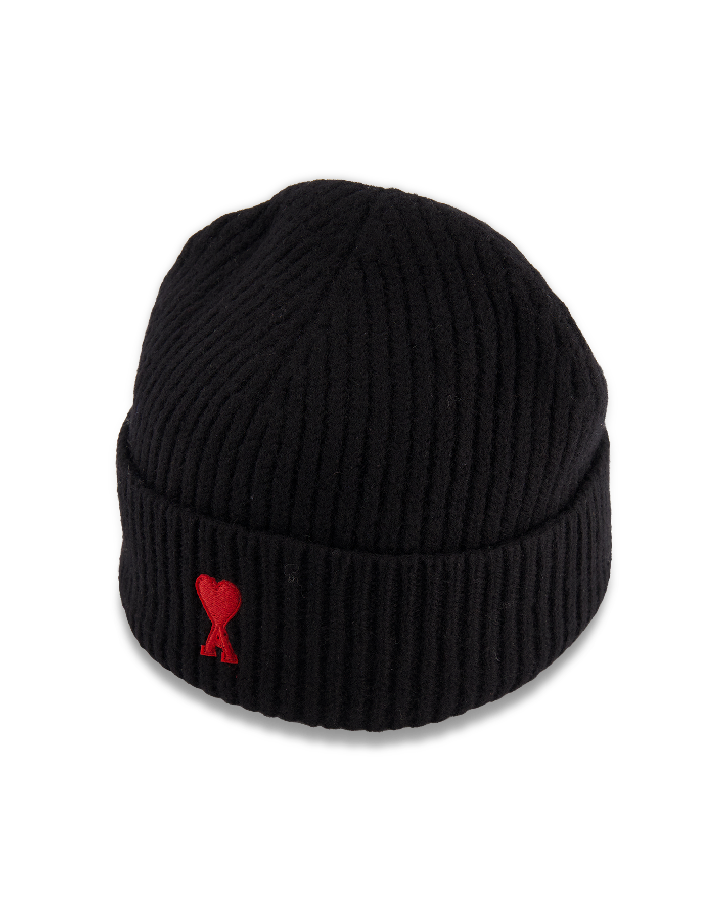 AMI Paris Beanie With Red Ami De Coeur ZWART 3