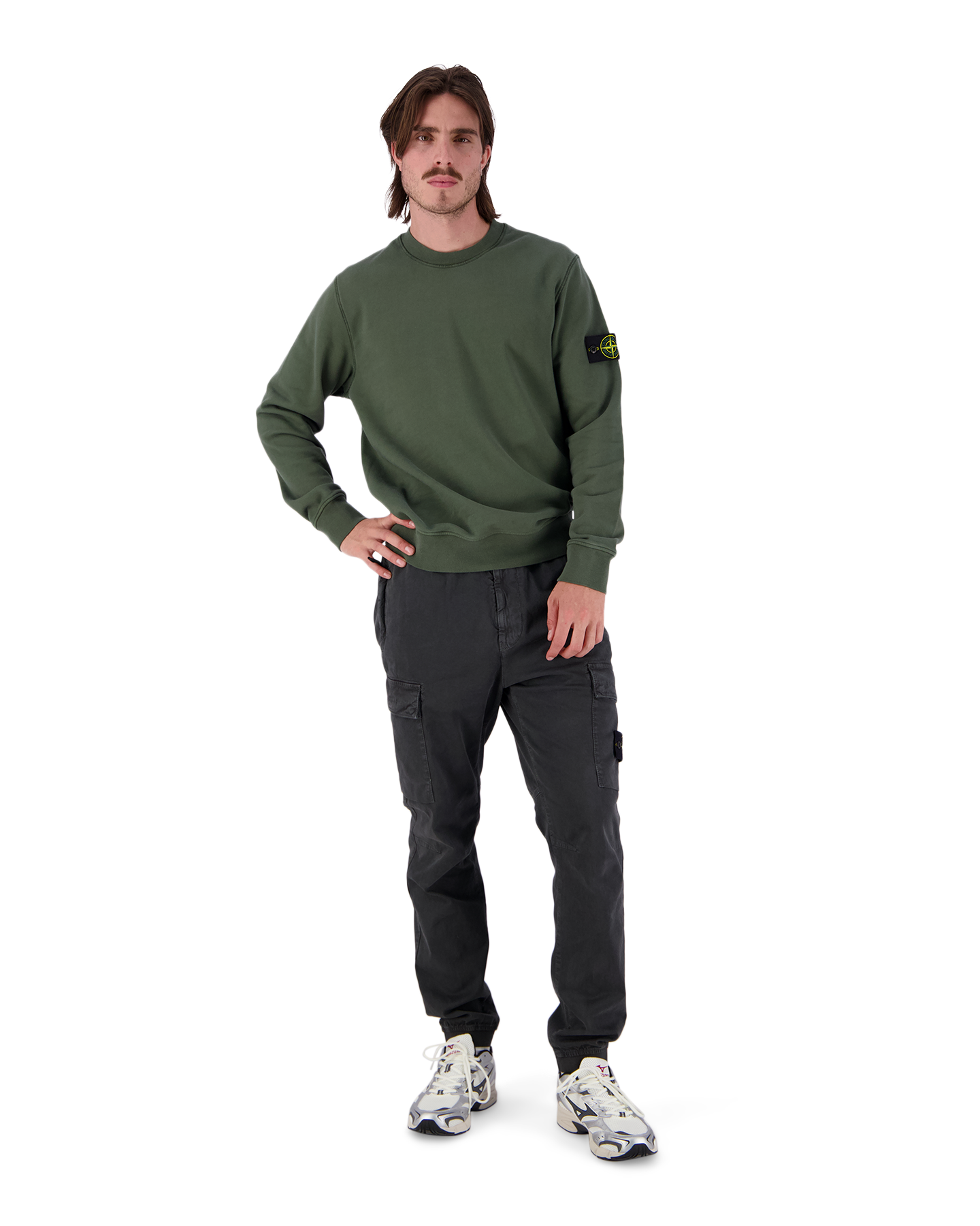 Stone Island 63051 Cotton Fleece Crewneck Sweatshirt GROEN 3