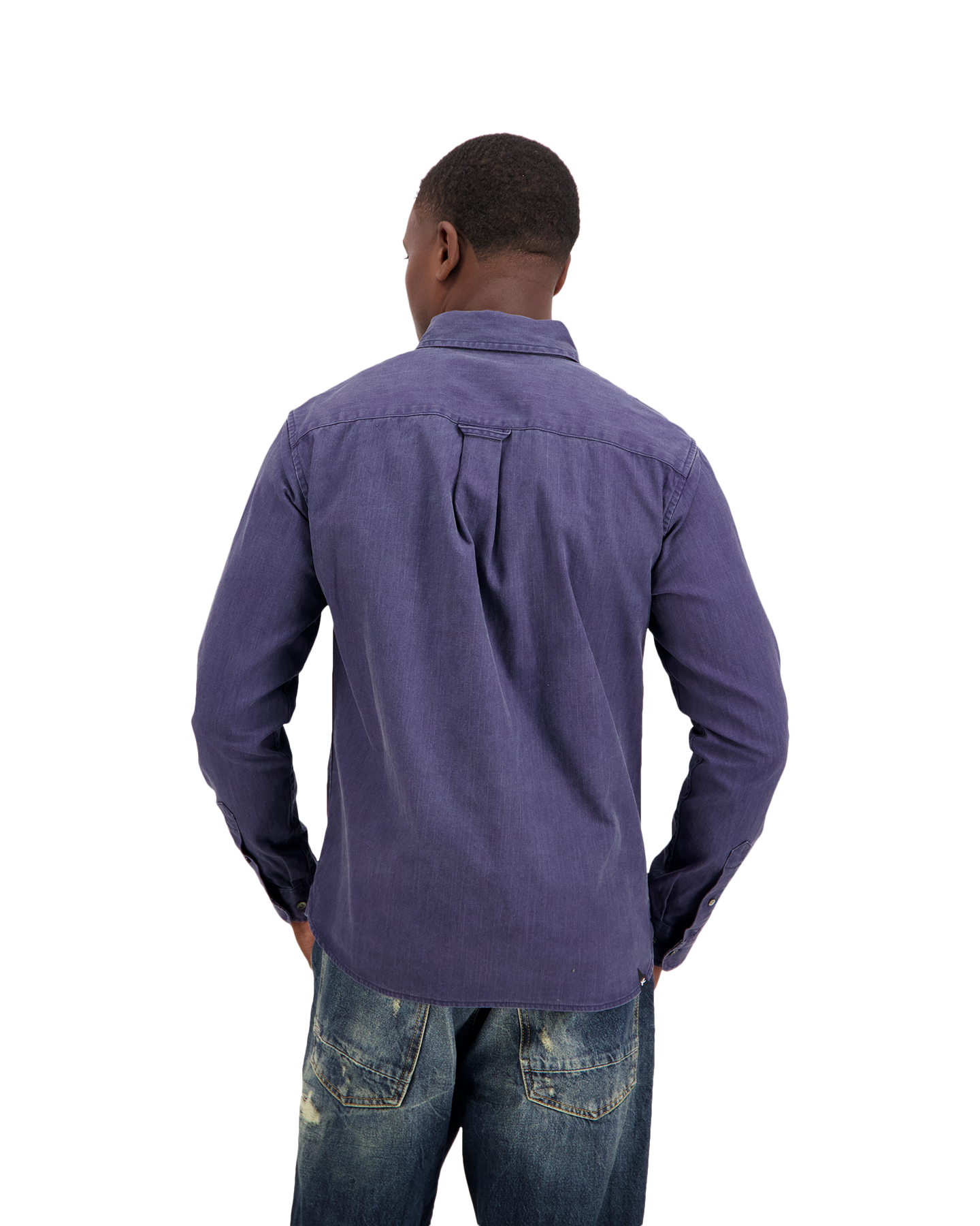 Denham Grid Shirt Cot DONKERBLAUW 4