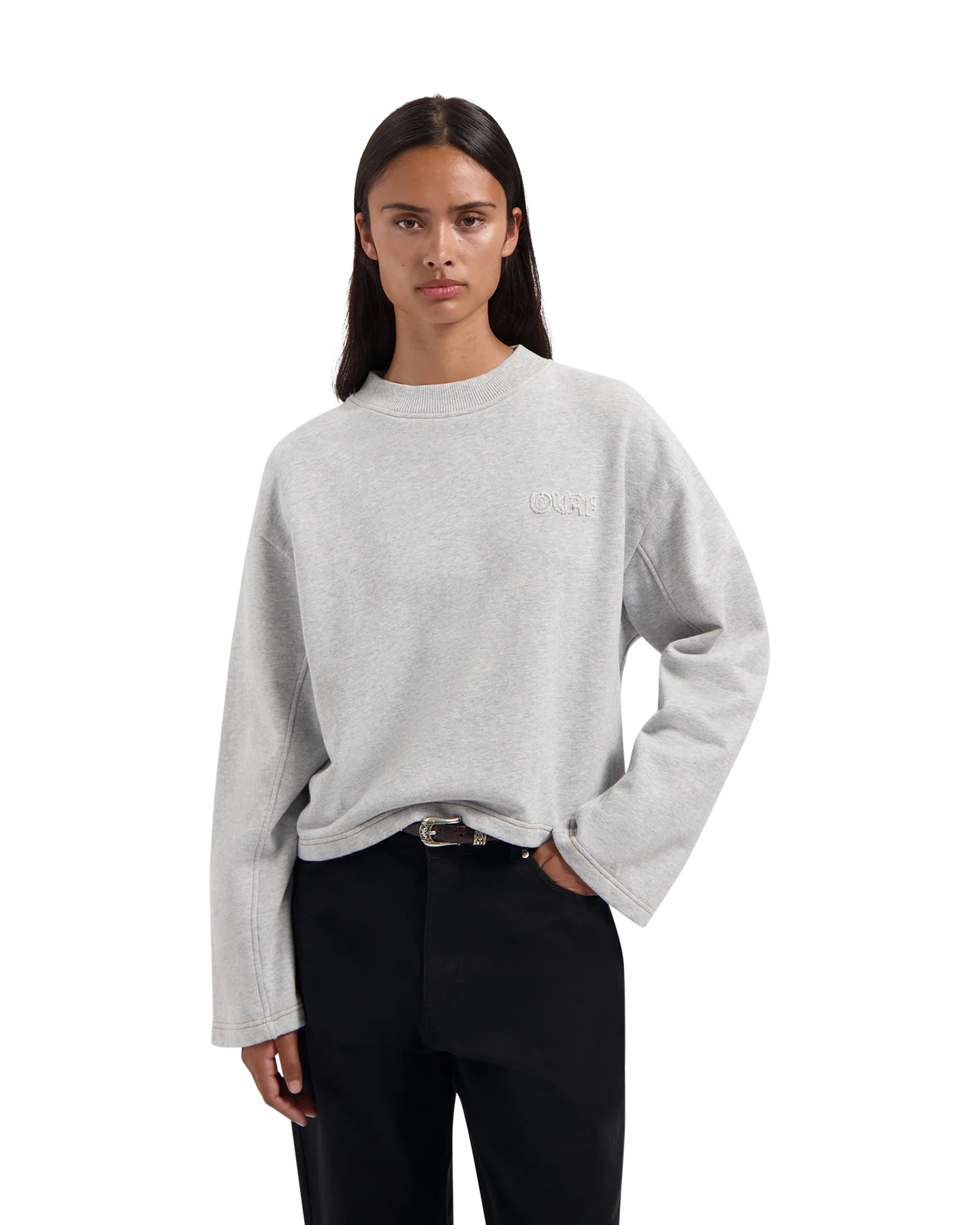 OLAF Contrast Retro Logo Crewneck GRIJS 3