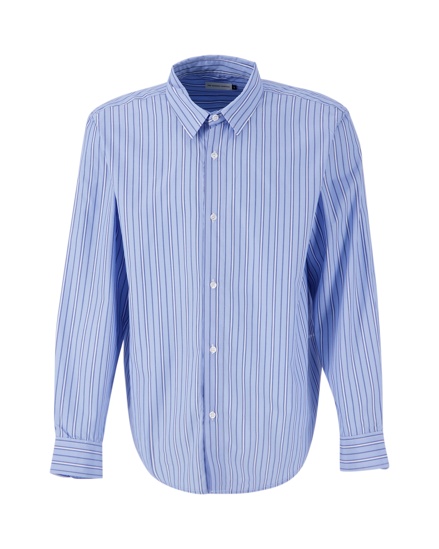 POP Trading Company Striped Logo Shirt BLAUW 2