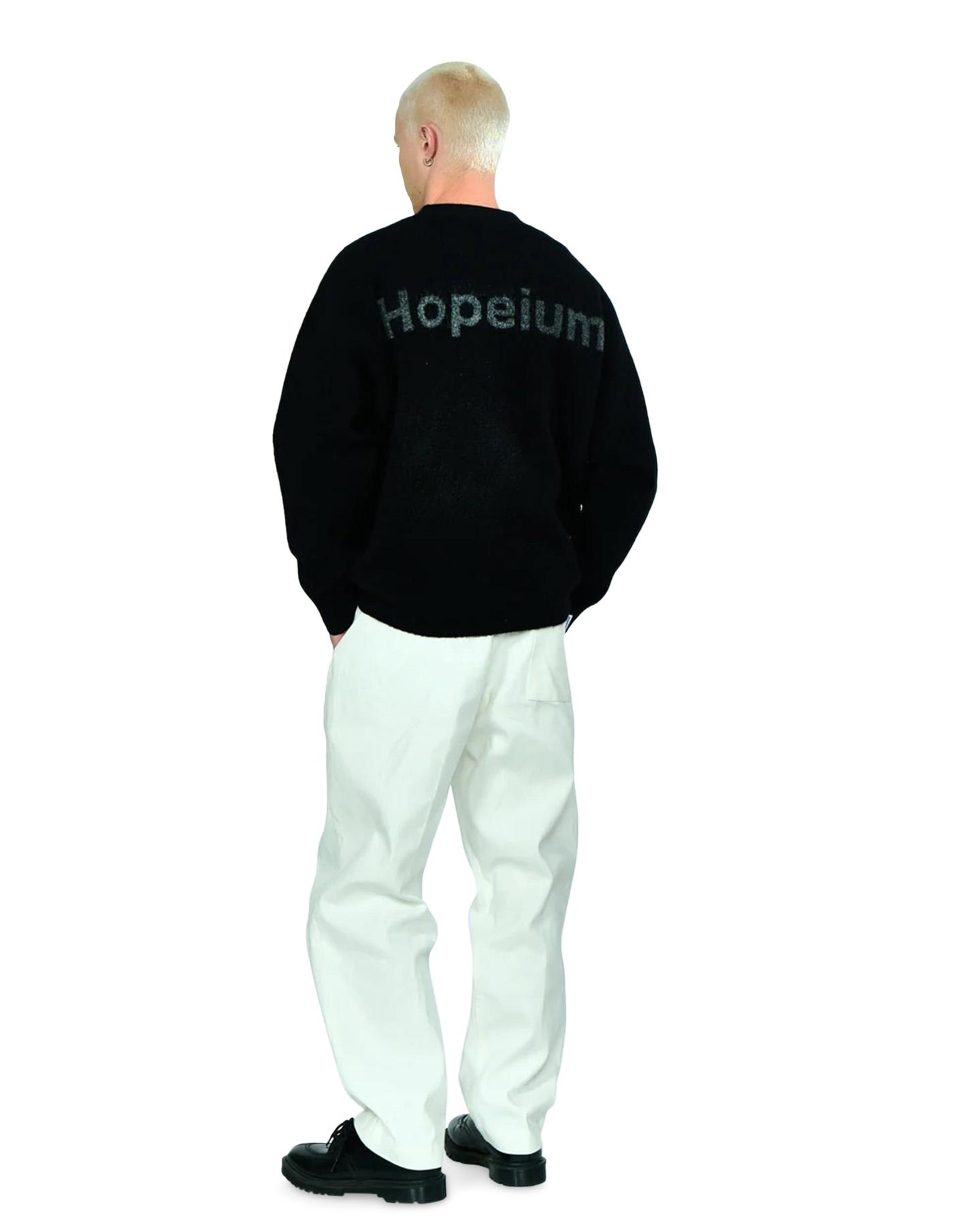 Hopeium Alpaca Blend Logo Cardigan ZWART 3