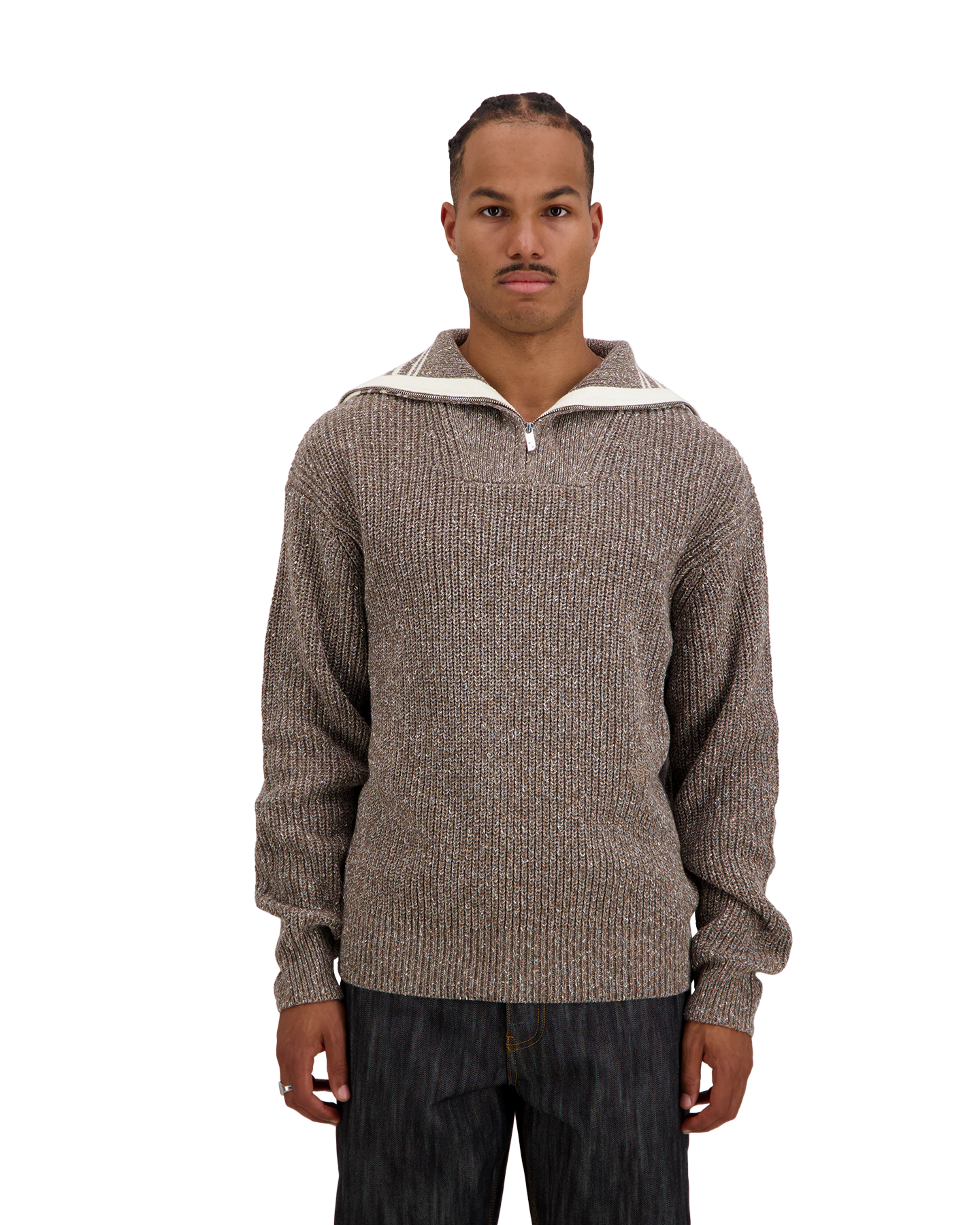 Filling Pieces Zip Knit Chunky Fisherman BRUIN 3