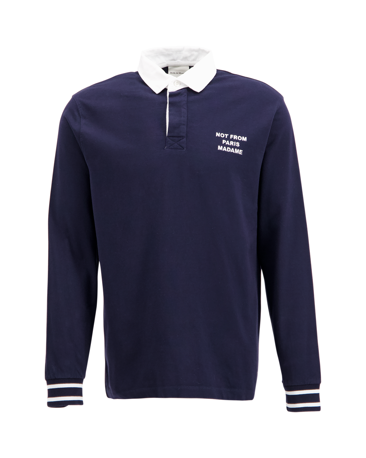 Drole de Monsieur Slogan Longsleeve Polo DONKERBLAUW 1