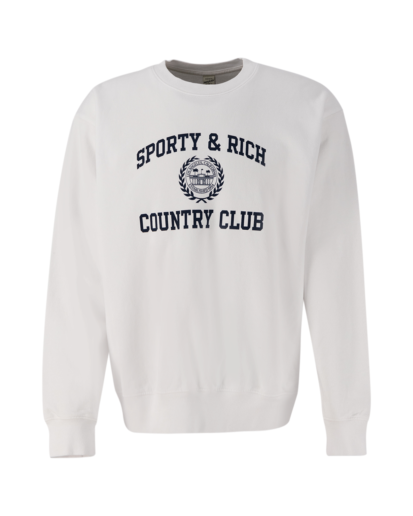 Sporty & Rich Varsity Crest Crewneck WIT 1