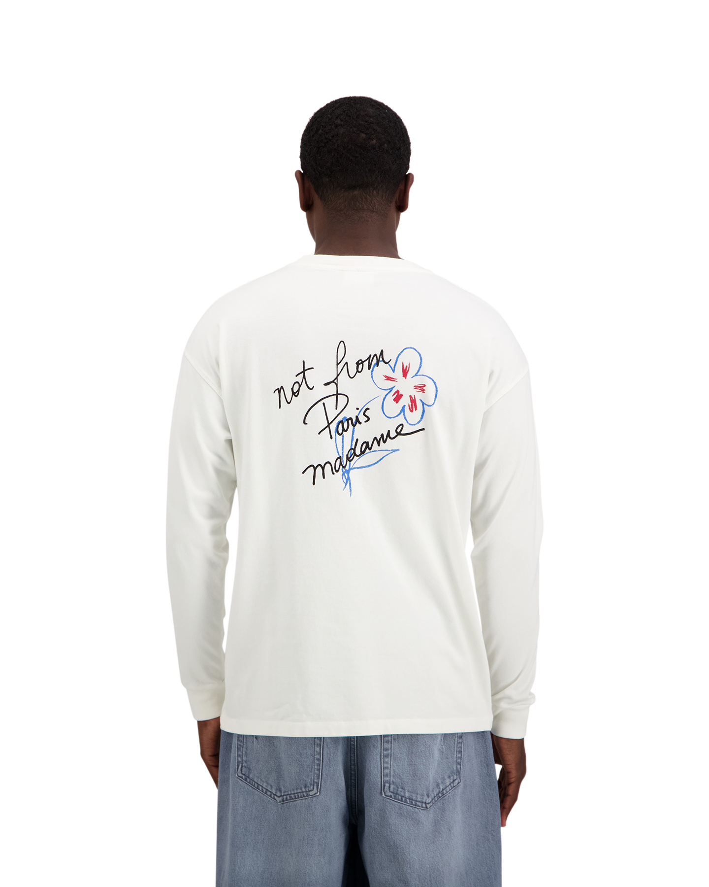 Drole de Monsieur Esquisse Slogan Long Sleeve T-shirt WIT 3