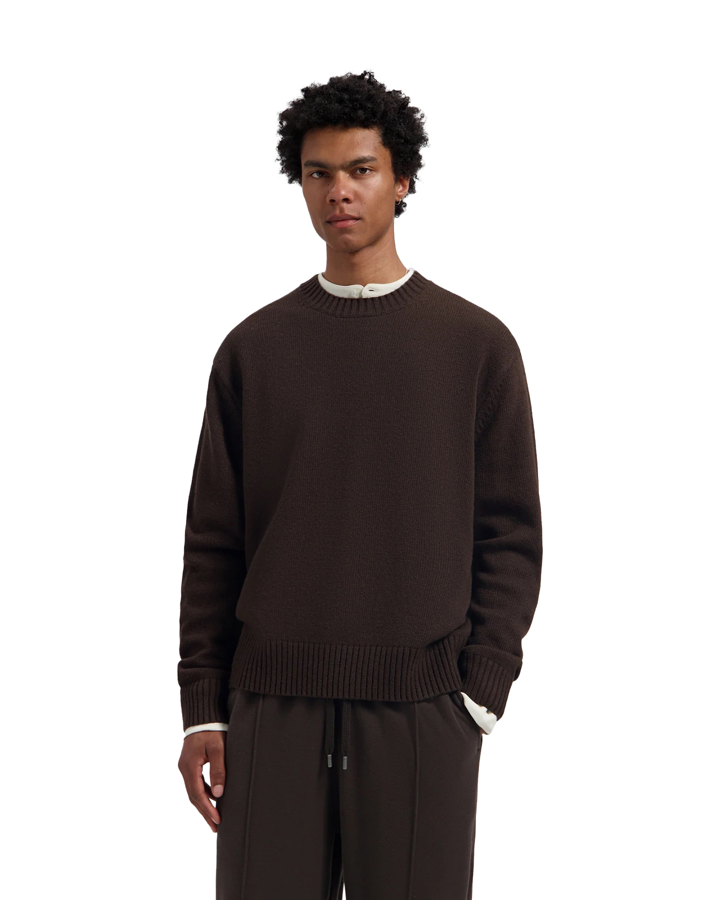 OLAF Essential Knitted Crewneck DONKERBRUIN 3