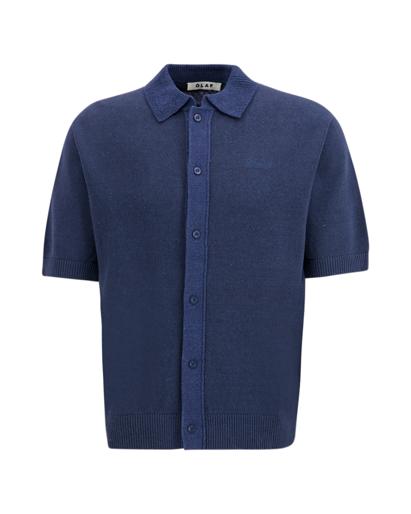 OLAF Linen Knitted Ss Polo DONKERBLAUW 1