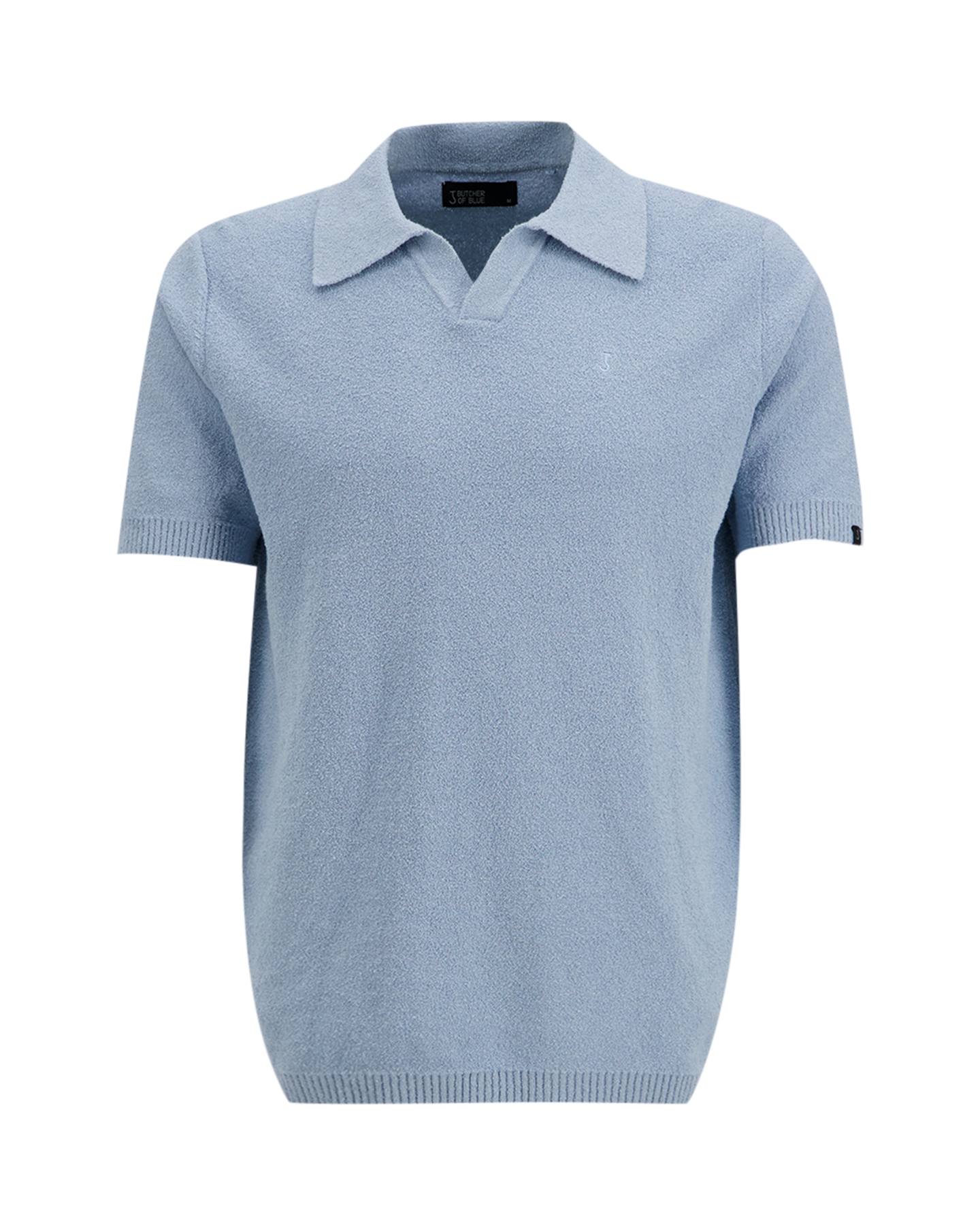Butcher of Blue Boucle Knit Polo LICHTBLAUW 1