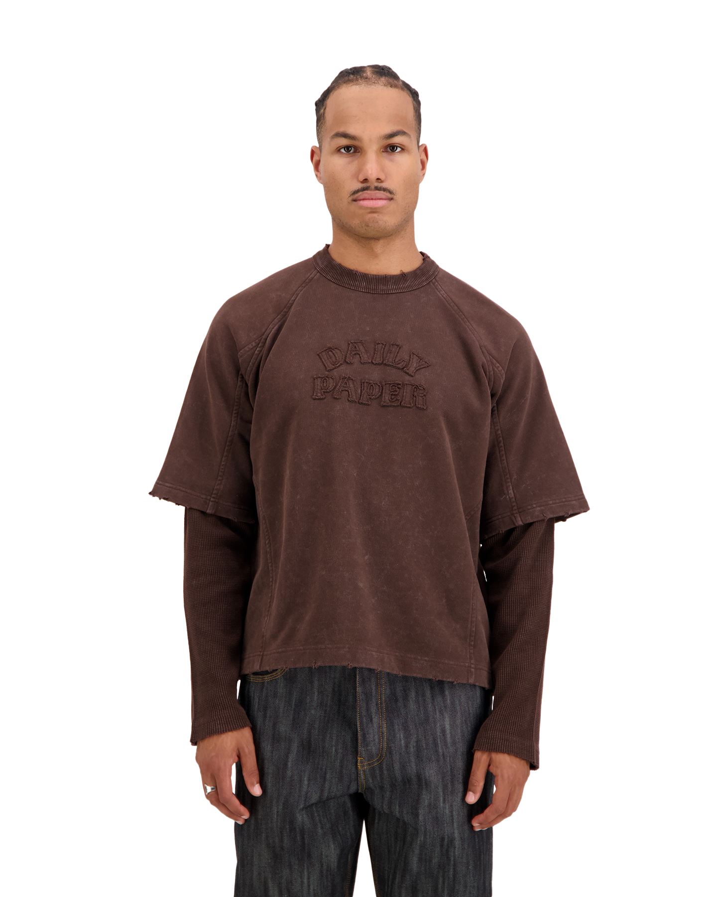 Daily Paper Raglan Stacked Layered  Ls T Shirt DONKERBRUIN 3