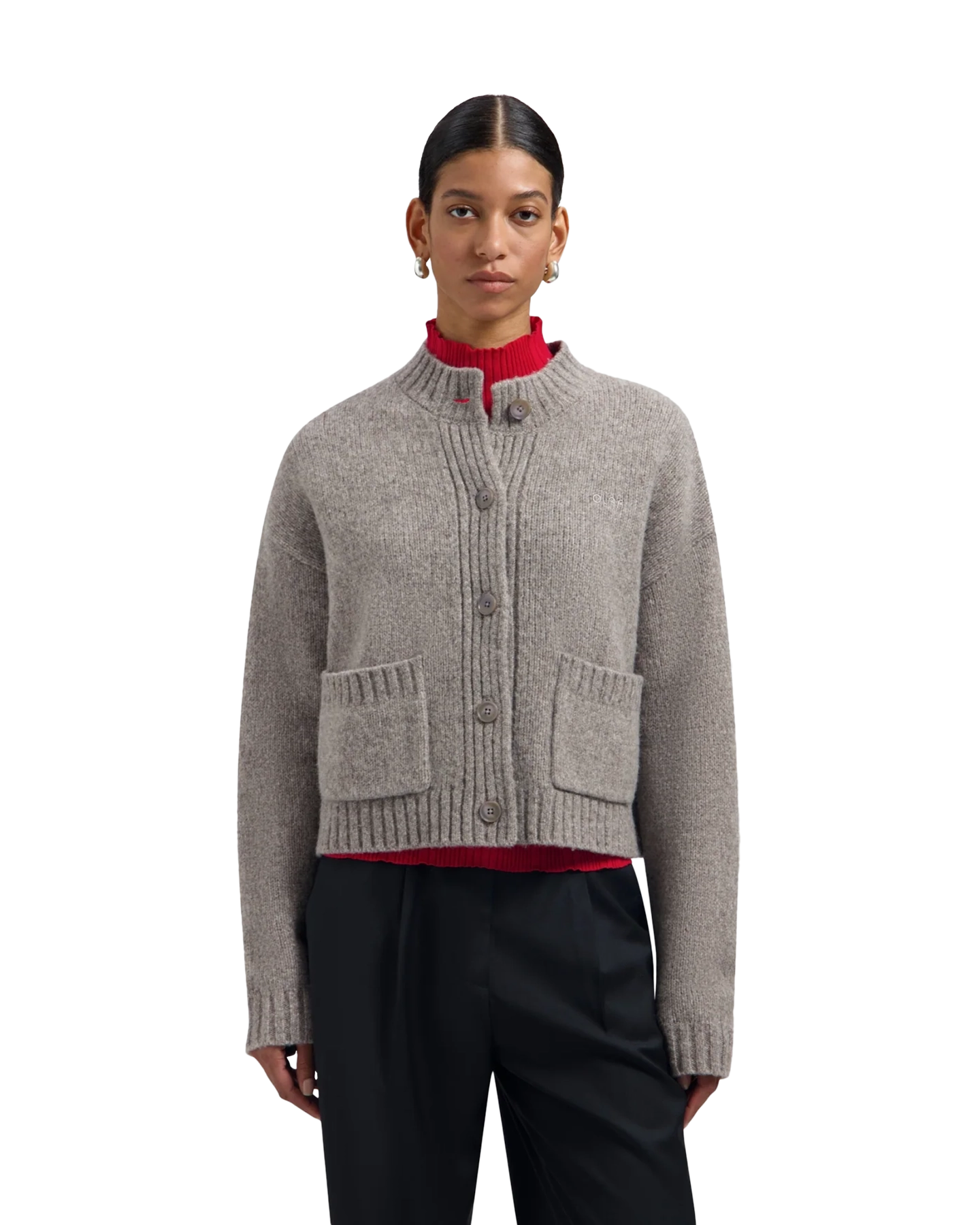 OLAF Wool Knitted Cardigan GRIJS 3