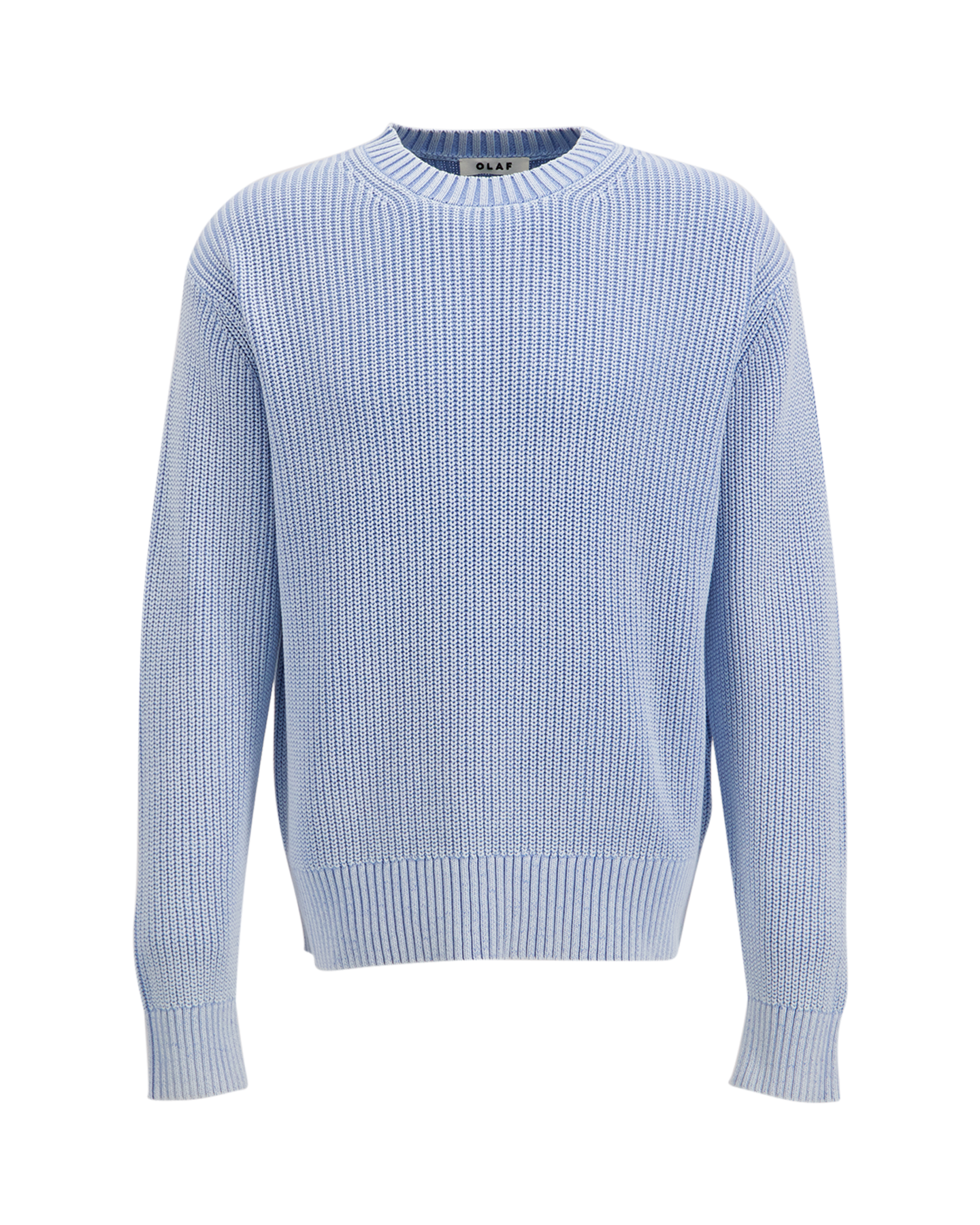 OLAF Washed Knitted Essential Crew Neck BLAUW 1
