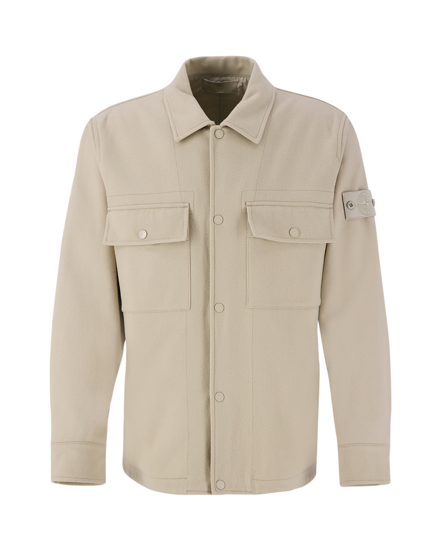 Stone Island 120F4 Flanella Lana/Nylon Ghost Piece Overshirt BEIGE 1