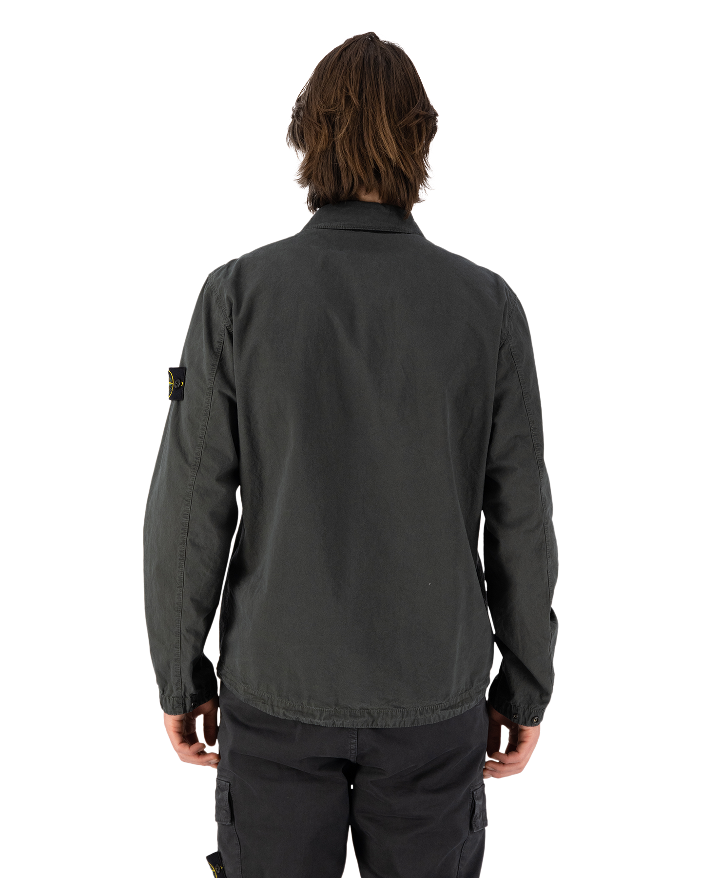 Stone Island 119WN Brushed Organic Cotton Canvas Garment Dyed 'Old' Effect Overshirt GROEN 5