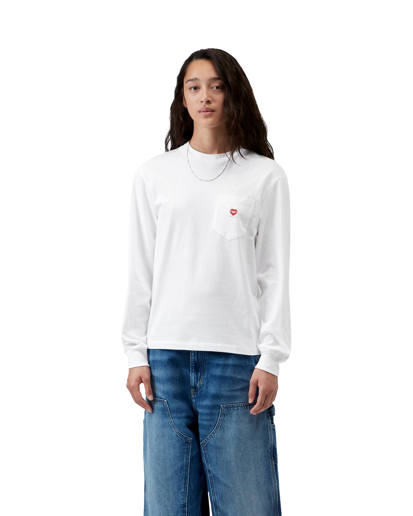 Carhartt W' L/S Pocket Small Heart T Shirt WIT 3