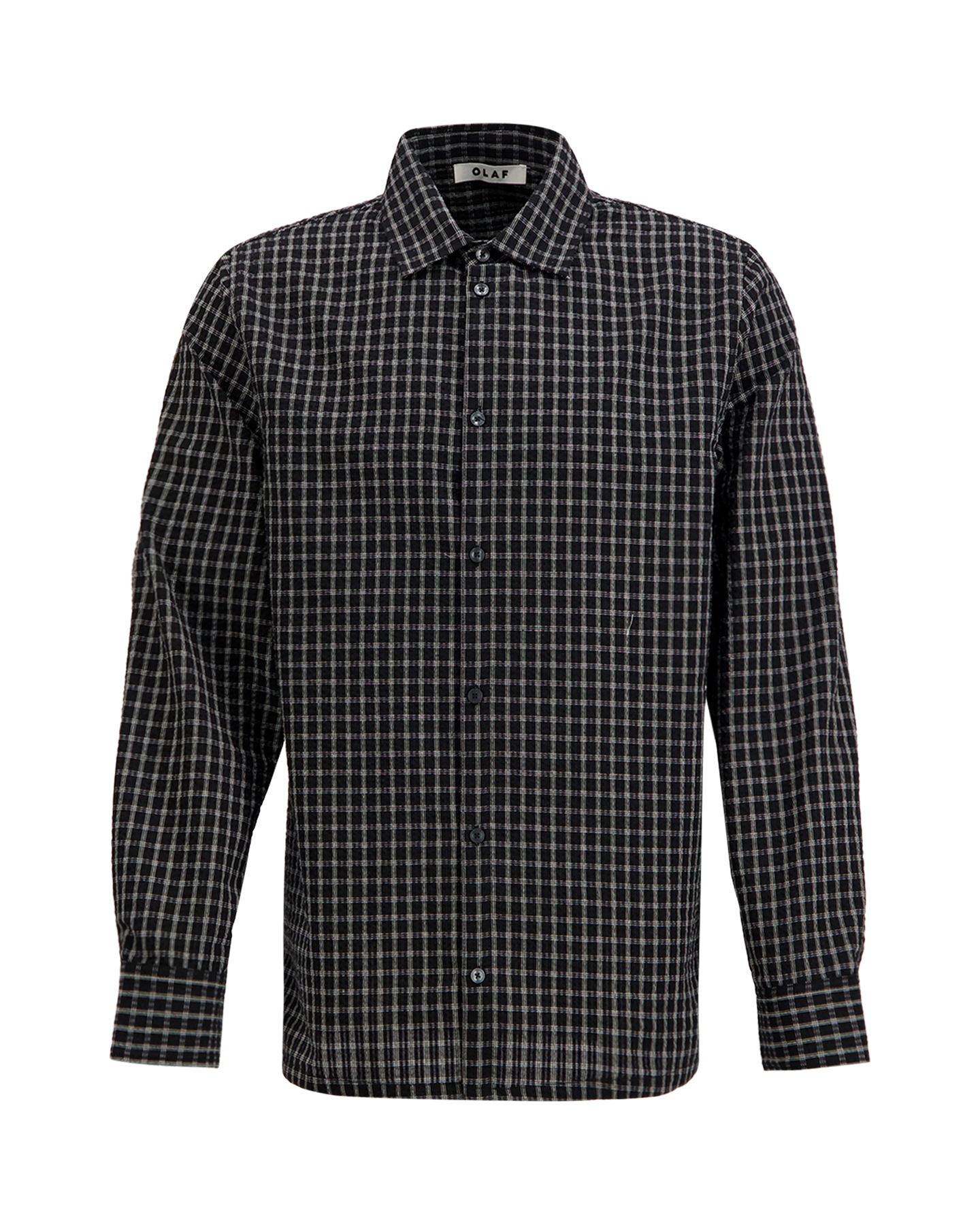 OLAF Checked Seersucker Ls Shirt ZWART 1