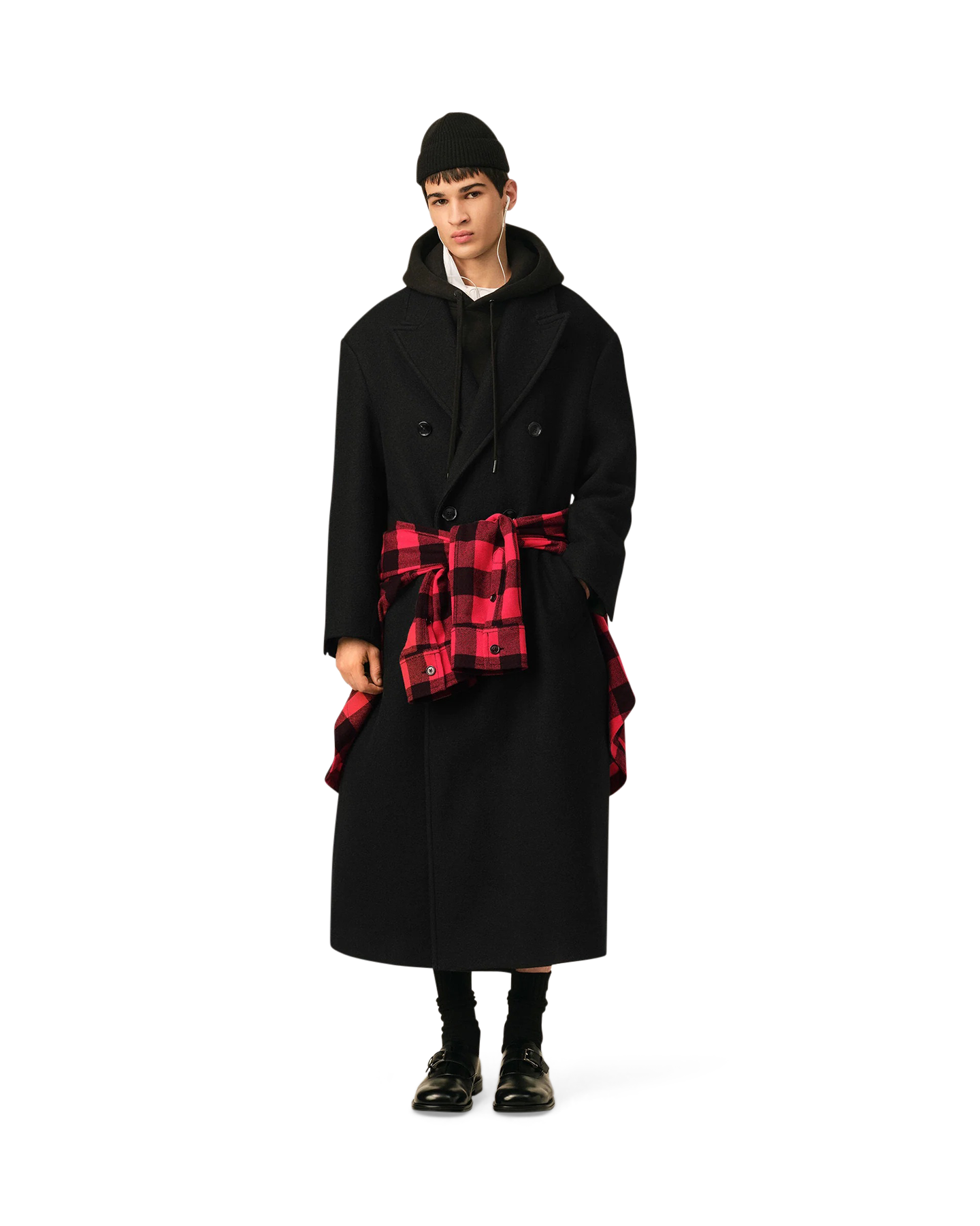AMI Paris Double Breasted Long Cozy Coat ZWART 3