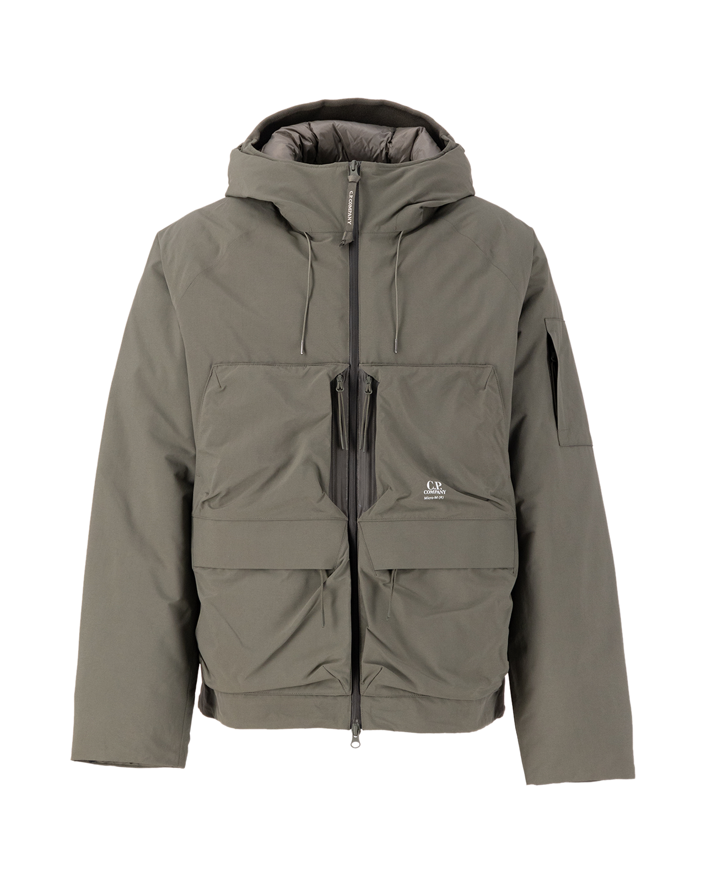 C.P. Company Micro-M (R) Hooded Down Jacket DONKERGROEN 1