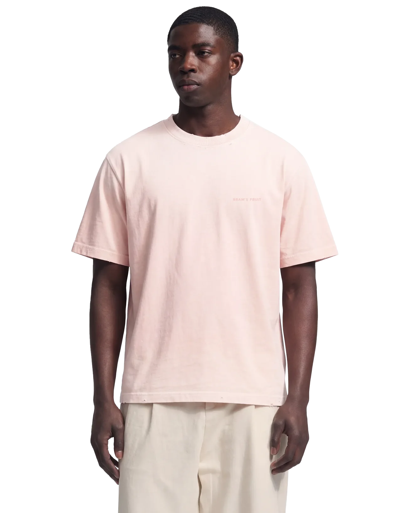 Brams Fruit Distressed Big Lemon Outline T-shirt ROSE 4