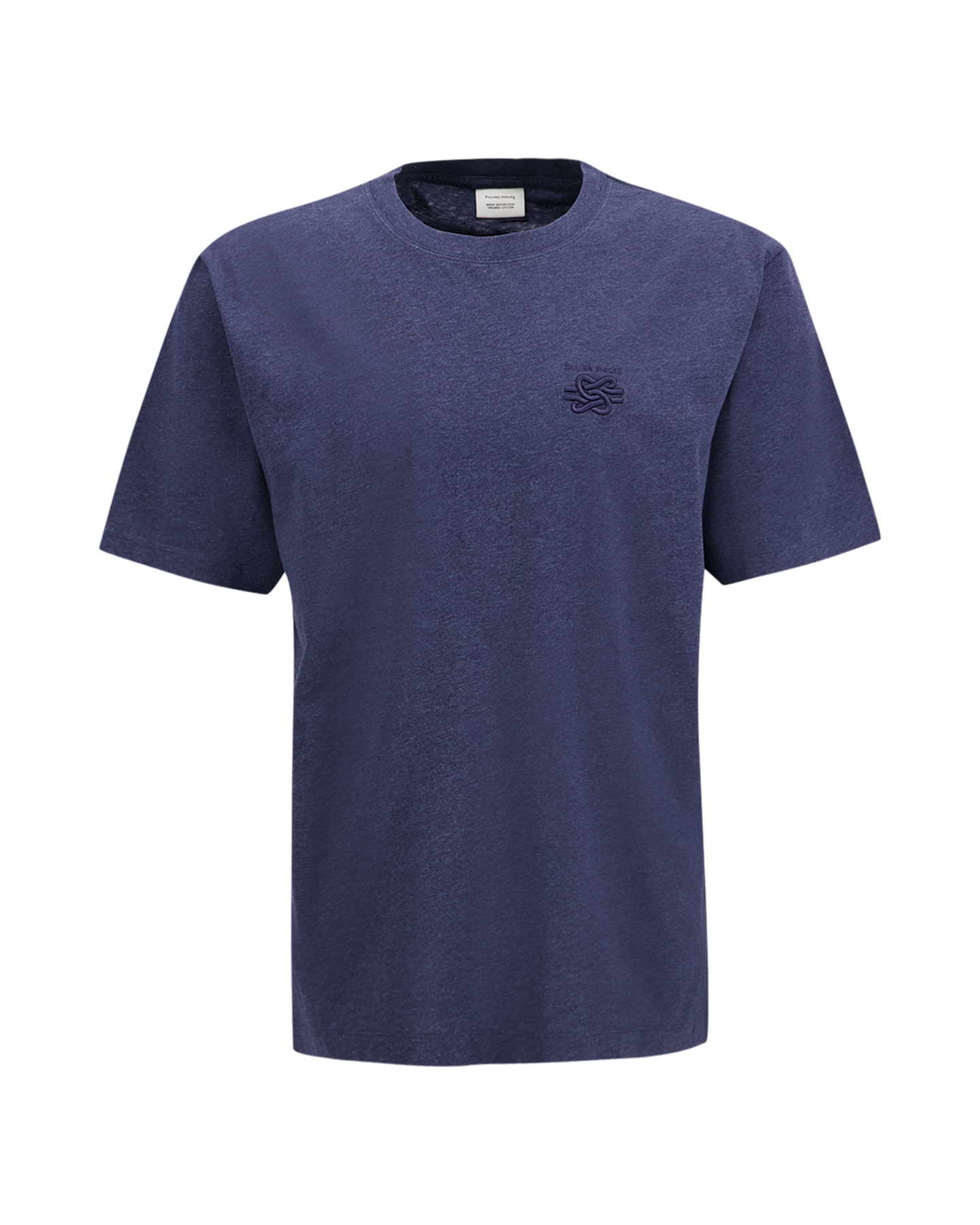 Filling Pieces T Shirt Embroidered Knot Melange DONKERBLAUW 1