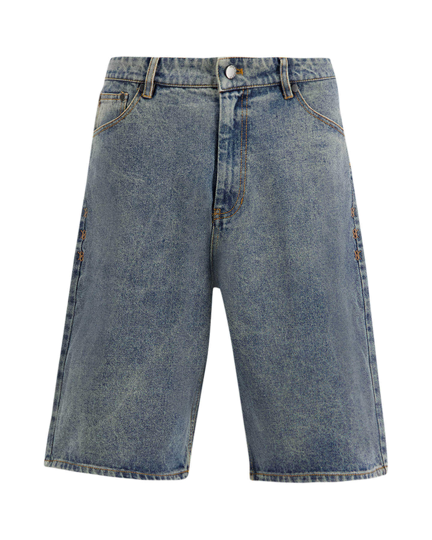 Daily Paper Compact Shield Embroidery Denim Shorts BLAUW 1