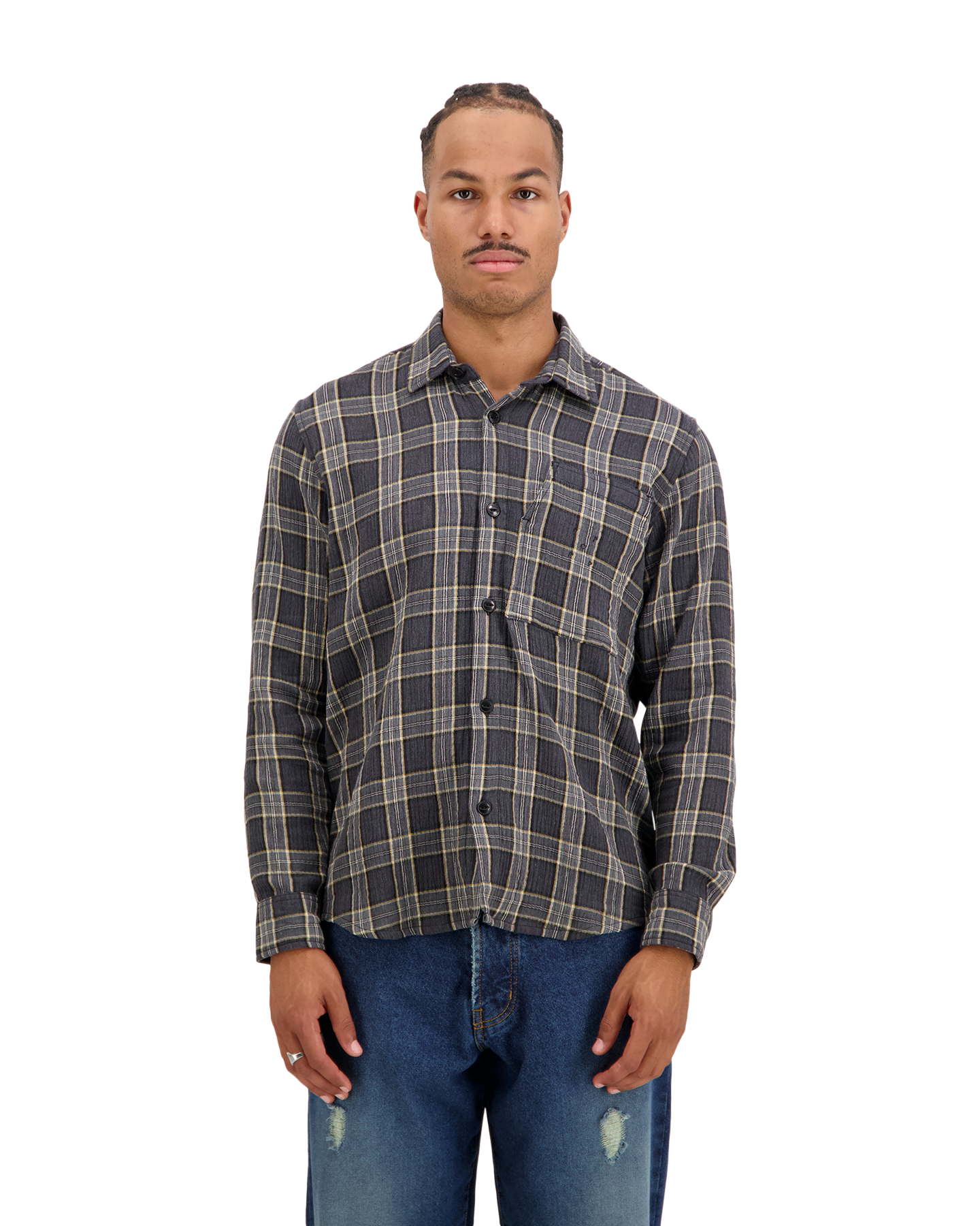 POP Trading Company Checked Shirt GRIJS 3