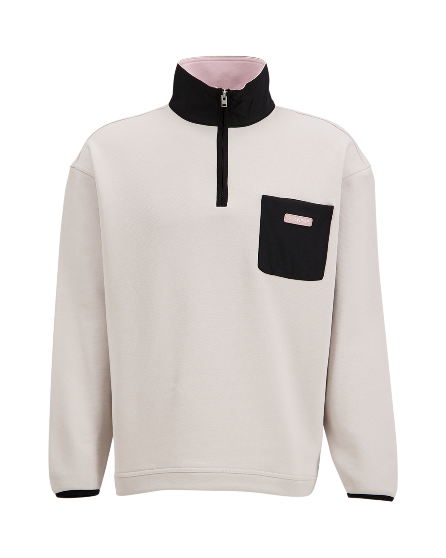 Flaneur Badge Classic Half Zip Pullover GRIJS 1