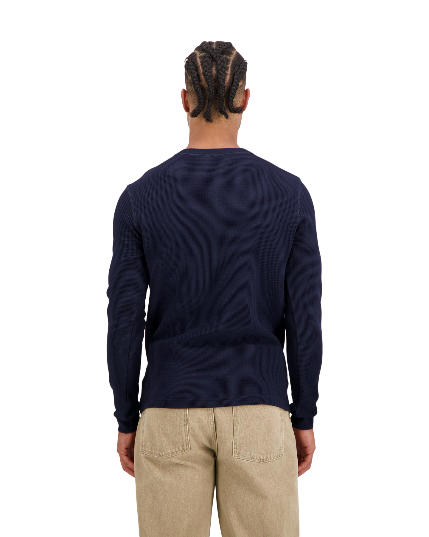 Drole de Monsieur D Mirror Waffle Longsleeve T-Shirt DONKERBLAUW 4