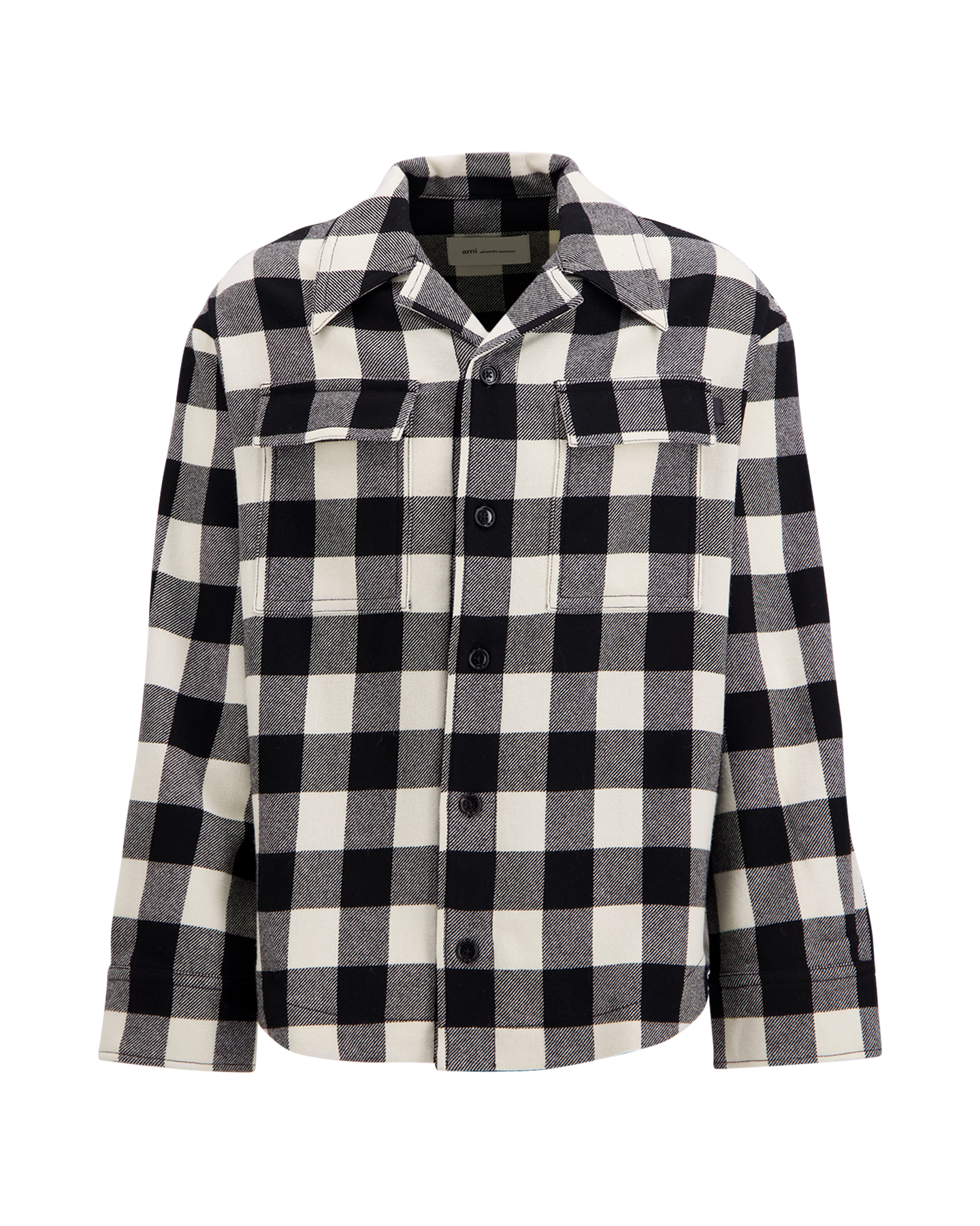 AMI Paris Wide Camp Collar Overshirt With Long Sleeves And Patch Pockets BEIGE 1