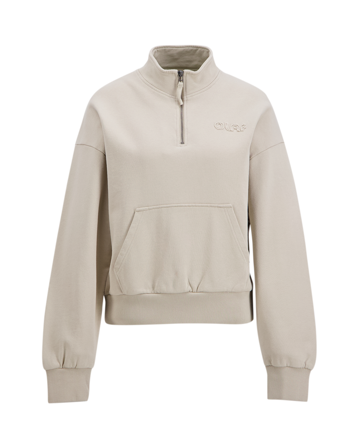 OLAF Wmn Retro Logo Half Zip Sweat BEIGE 1